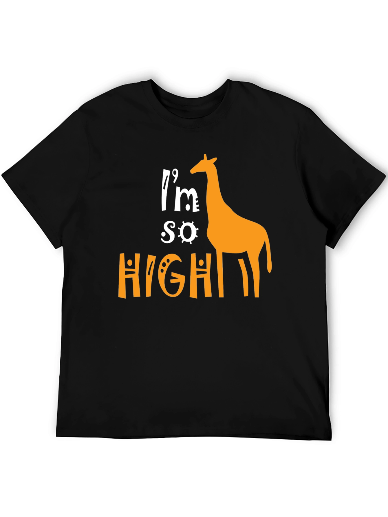 Black I'm So High Giraffe Graphic T-Shirt - Novelty Tee view 5