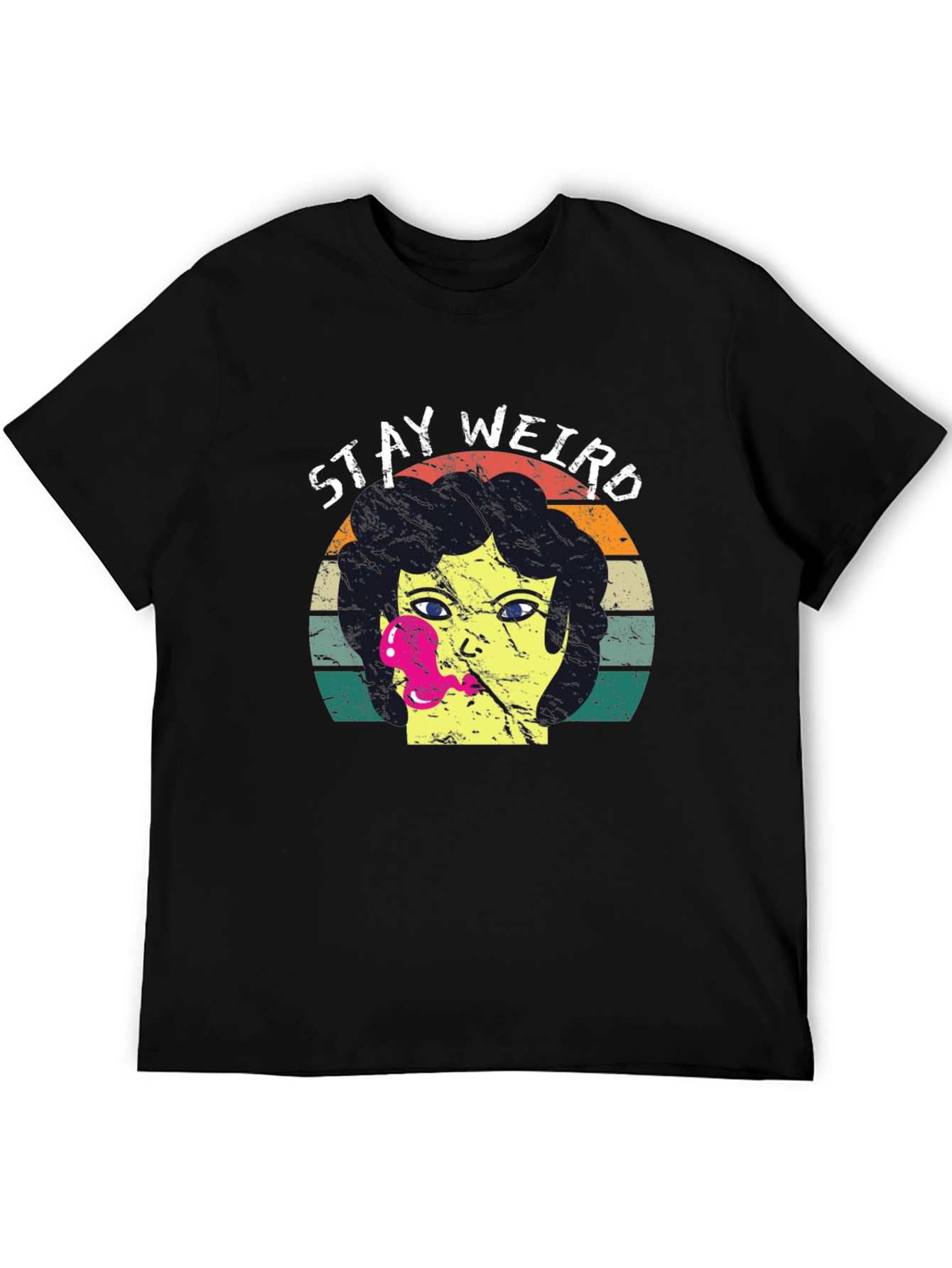 Black Stay Weird Graphic Tee - Retro Style view 5