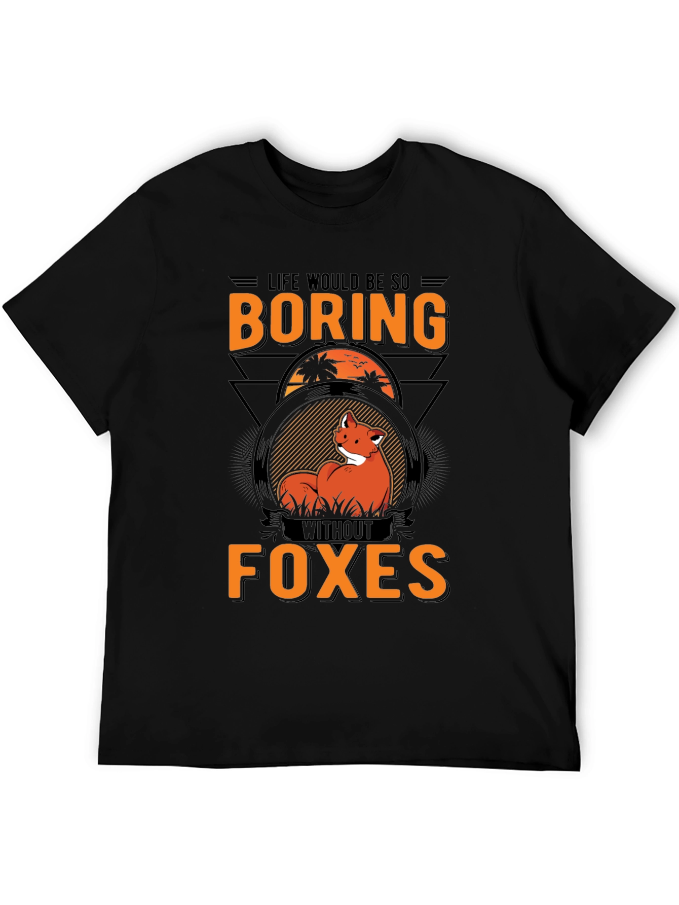 Black Boring Without Foxes Black Graphic T-Shirt view 5
