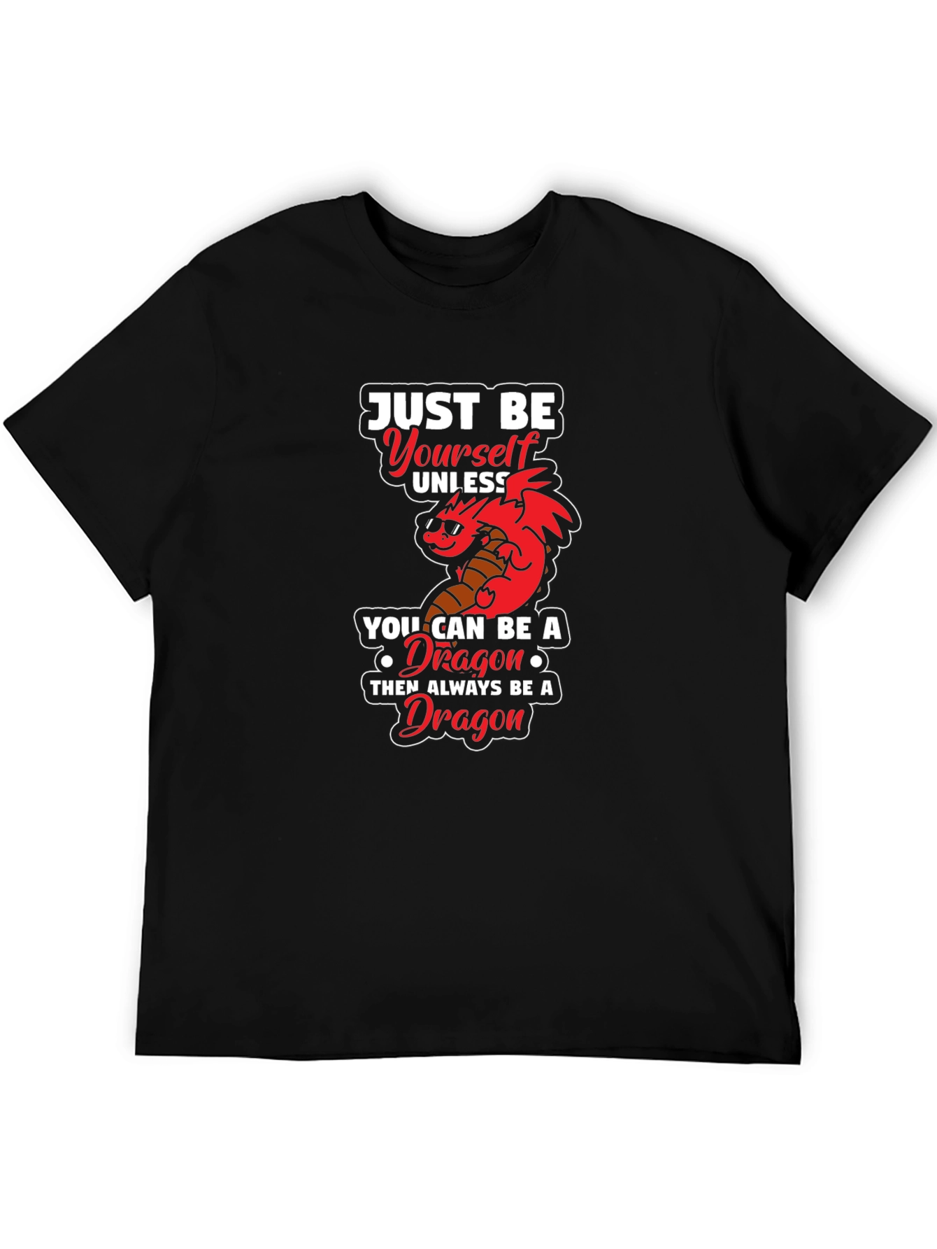 Black Just Be Yourself Dragon Graphic Tee view 5
