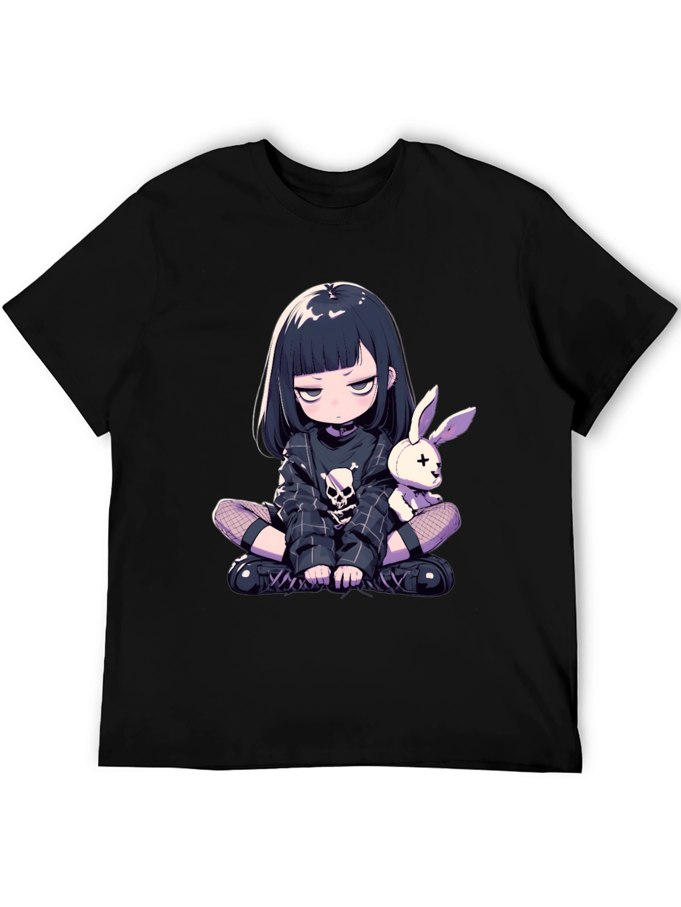 Black Anime Goth Girl T-Shirt view 5