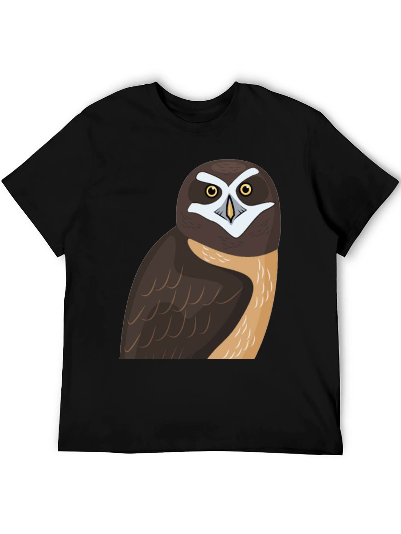 Black Owl Graphic Print T-Shirt, Black Cotton Tee view 5