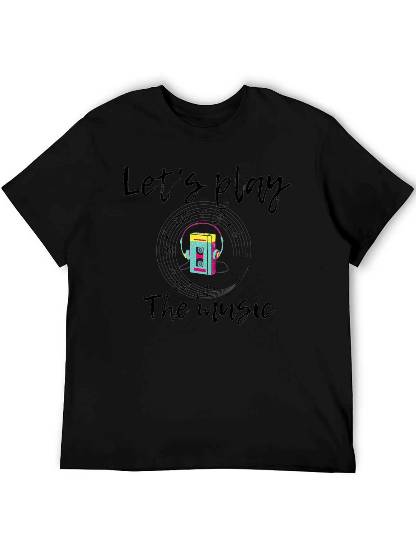 Black Let's Play the Music T-Shirt view 5