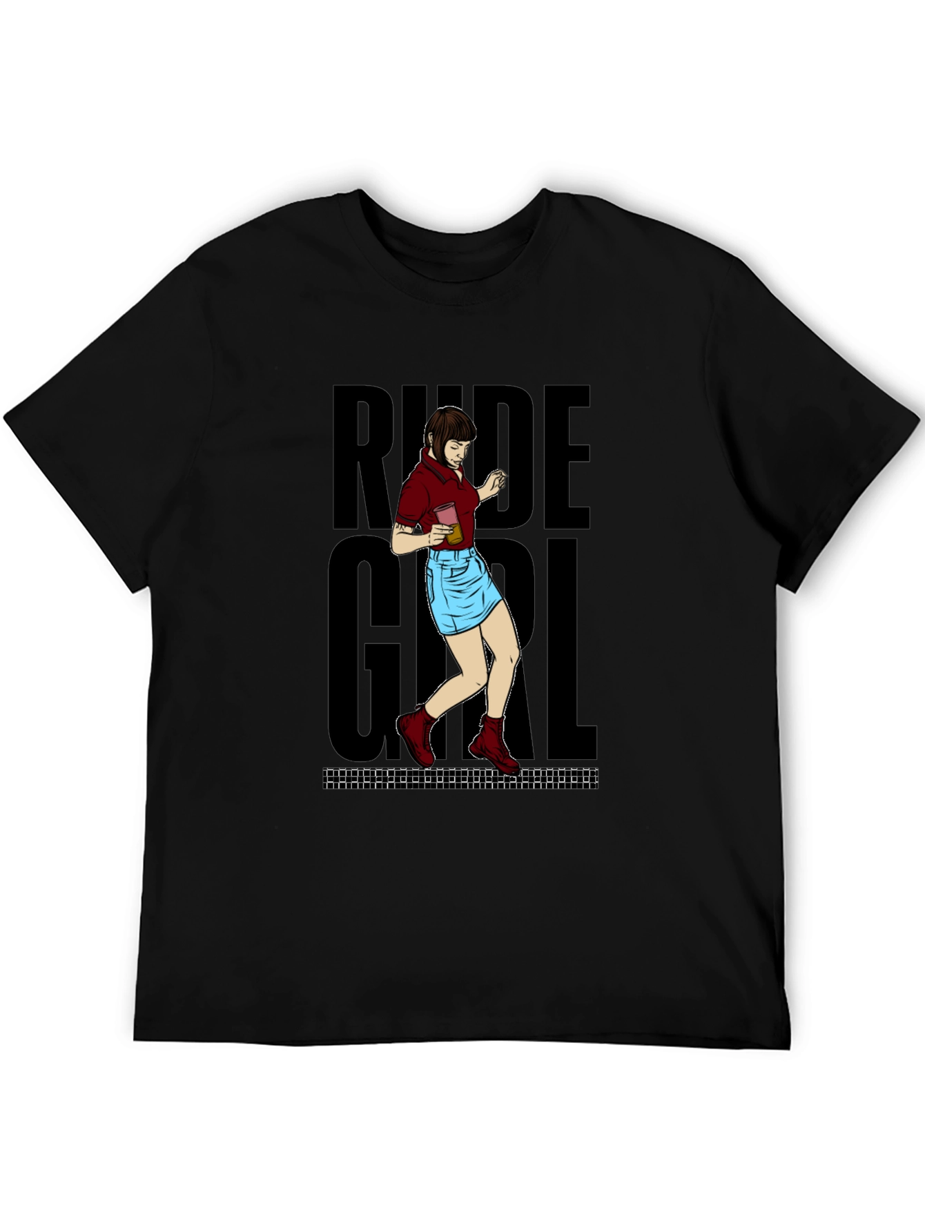 Black Rude Girl Graphic T-Shirt - Black Crew Neck Tee view 5