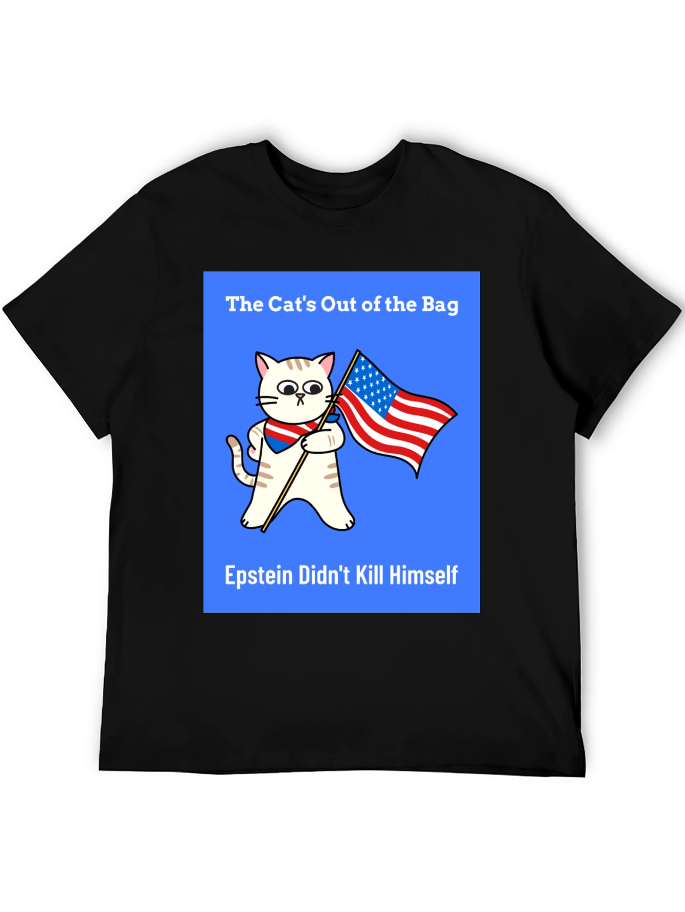 Black The Cat's Out of the Bag T-Shirt view 5