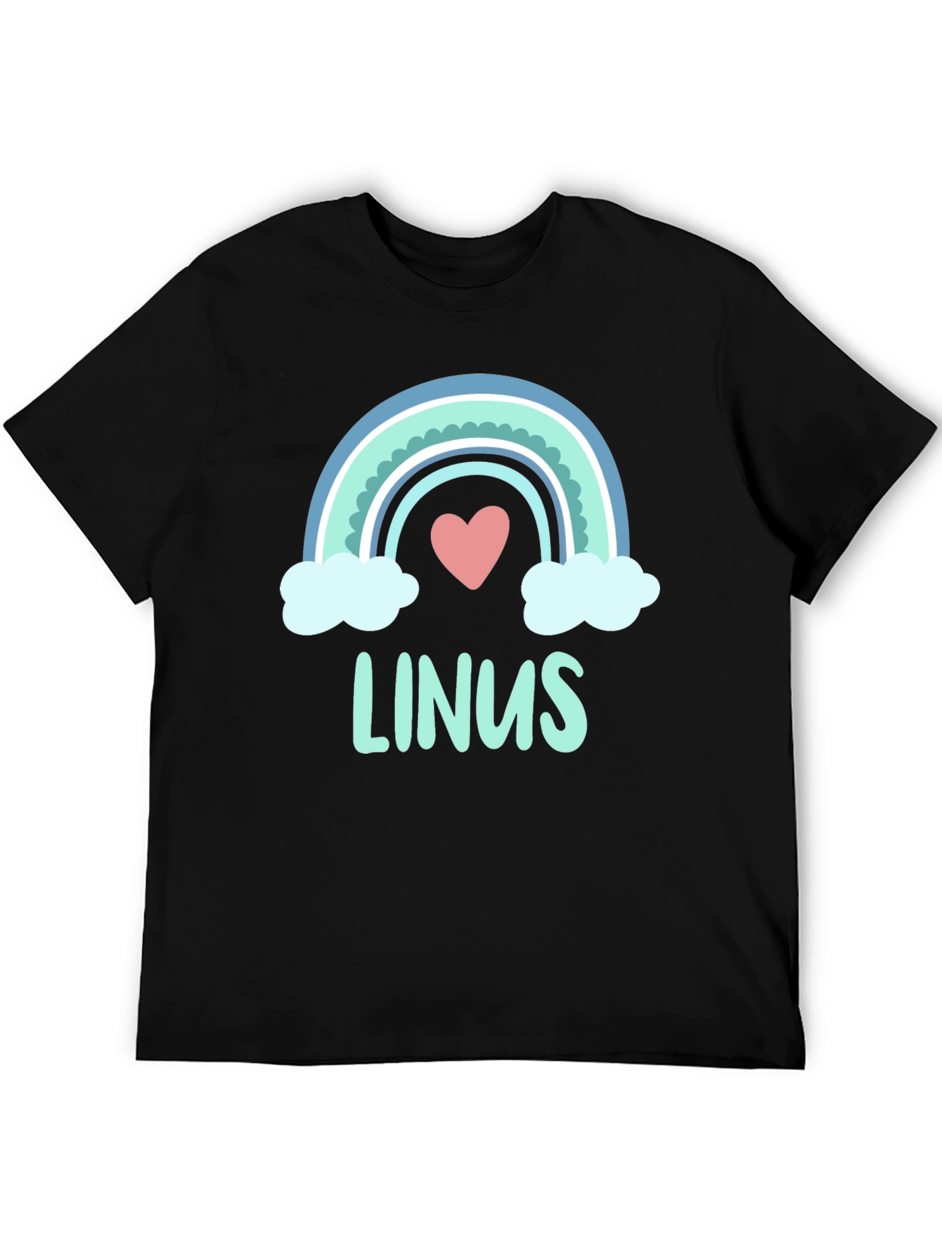 Black Linus Rainbow Heart Personalized T-Shirt view 5