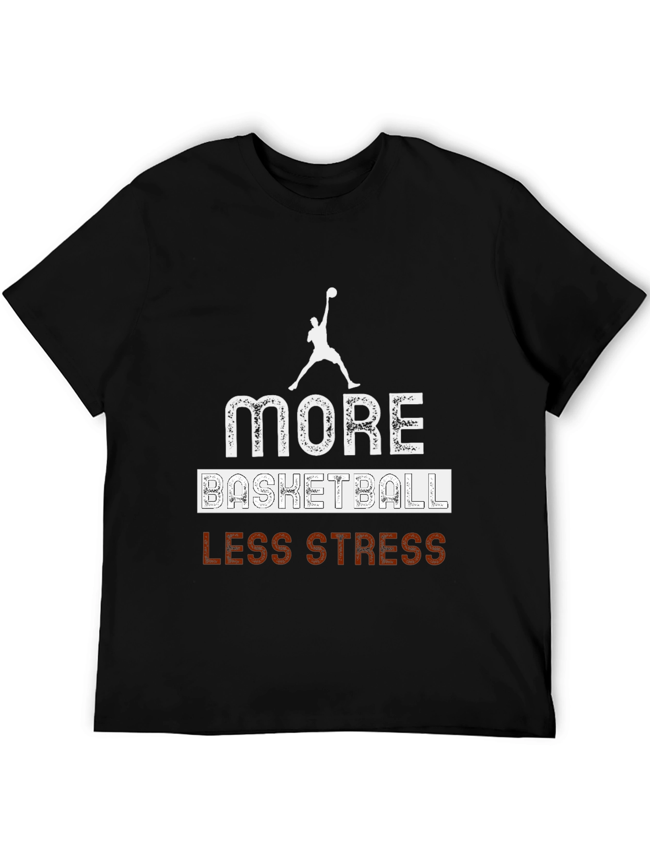 Black More Basketball, Less Stress Graphic T-Shirt view 5