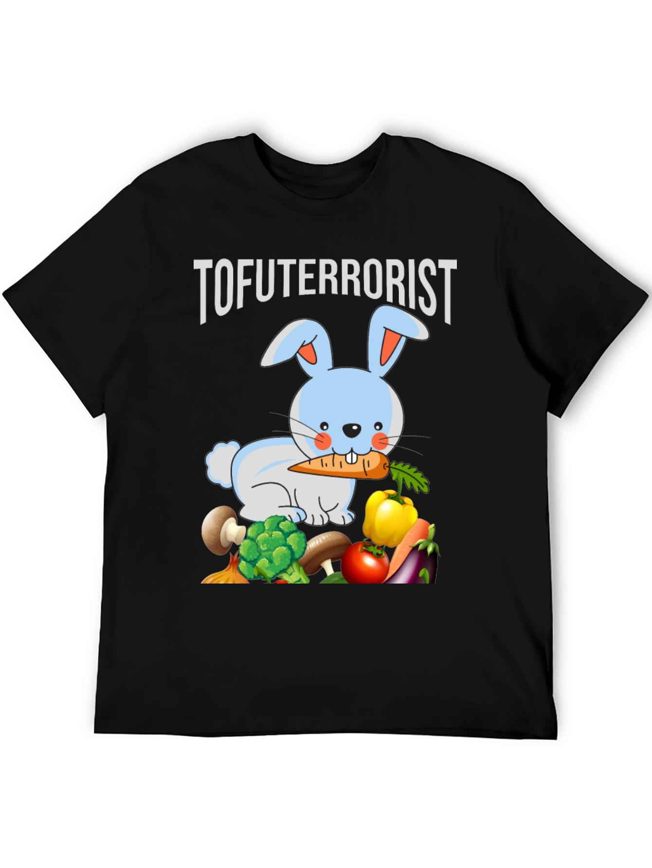 Black Tofuterrorist Vegan Bunny T-Shirt view 5