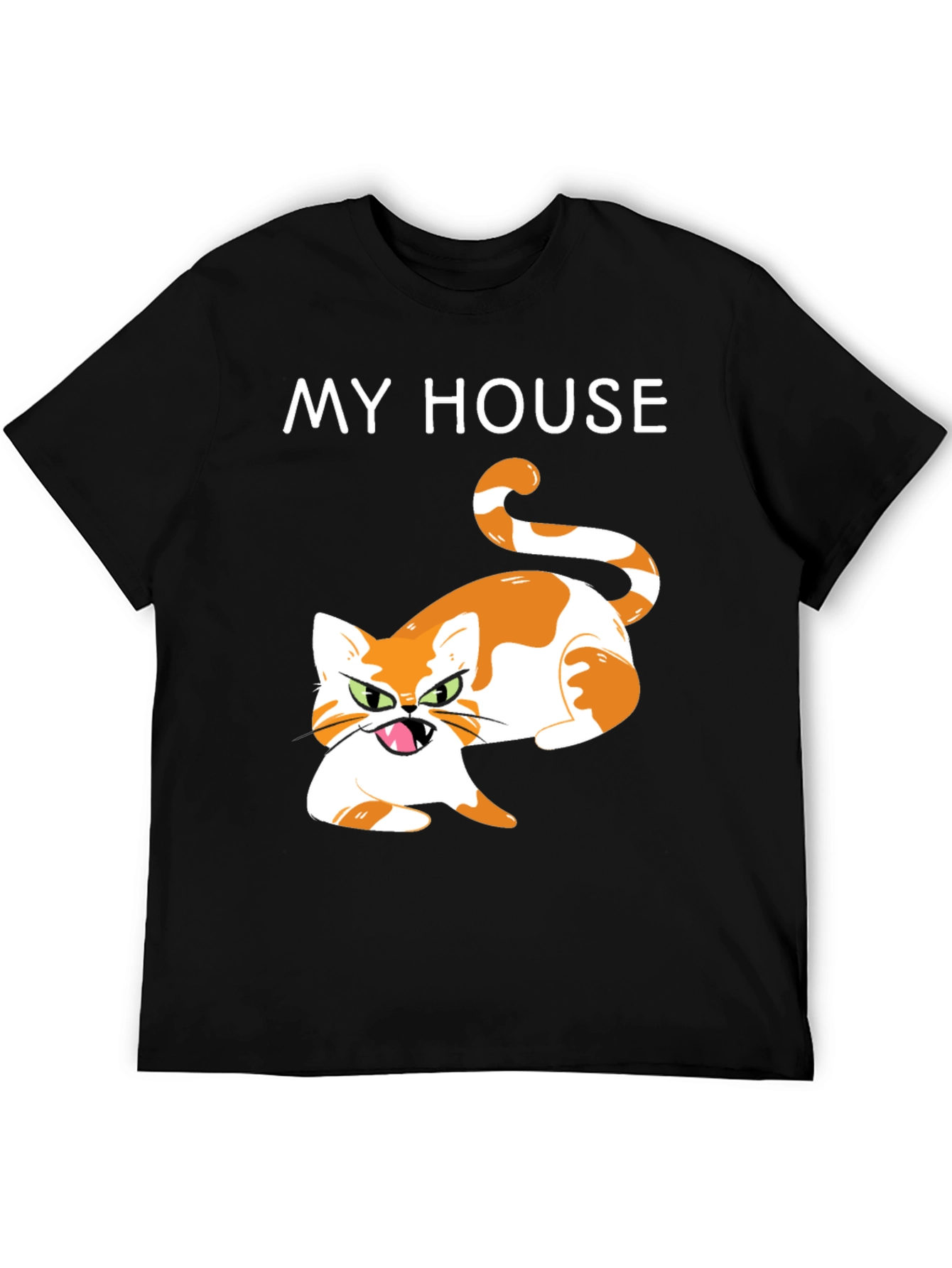 Black My House Cat Graphic T-Shirt - Novelty Tee view 5
