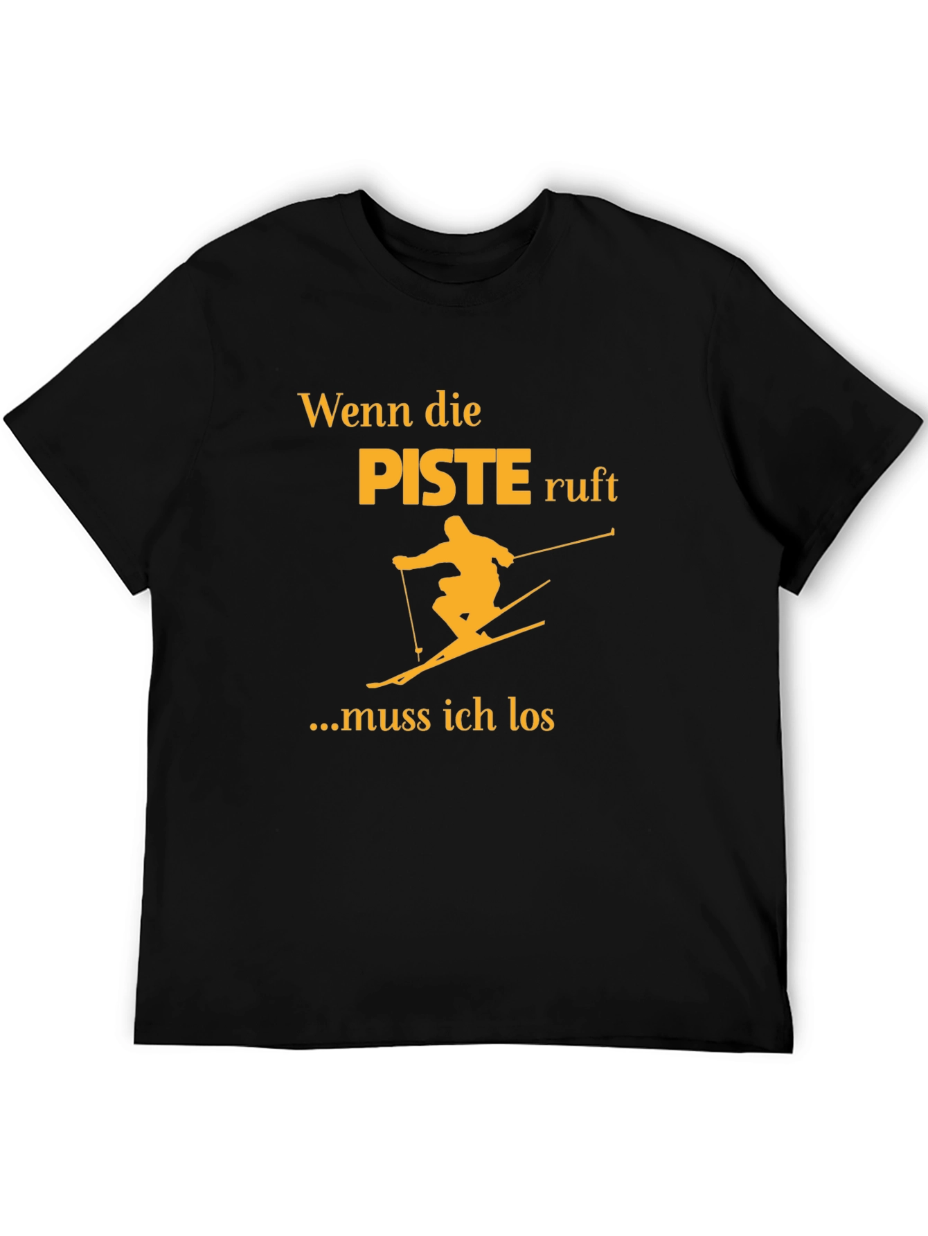 Black Wenn die Piste Ruft Black T-Shirt - Skiing Adventure Tee view 5