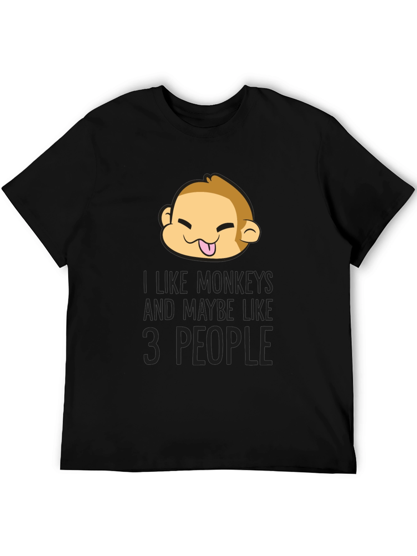 Black Funny Monkey Lover Graphic T-Shirt - Black view 5