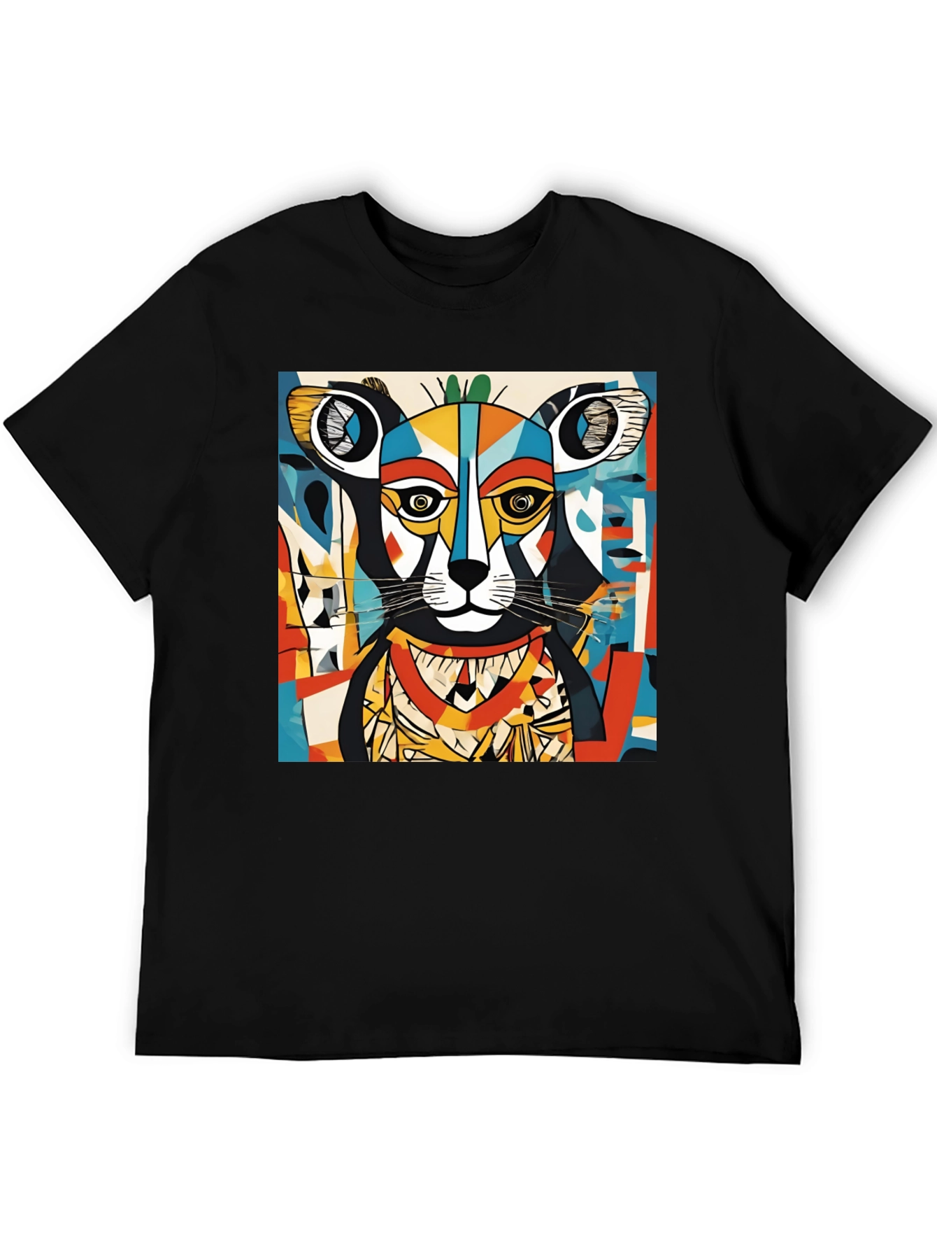 Black Abstract Animal Graphic Tee - Modern Art Shirt view 5