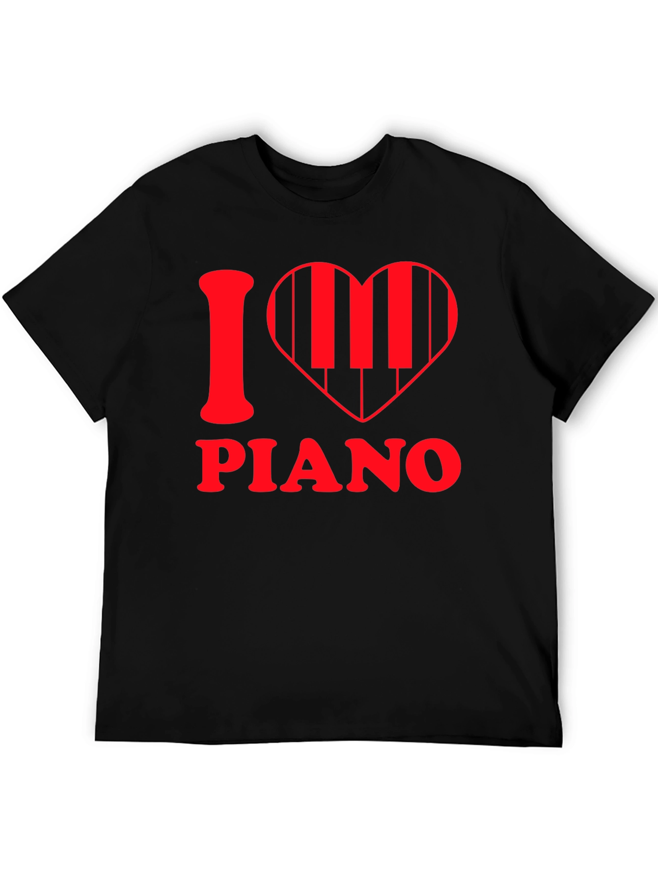 Black I Heart Piano Graphic Tee - Music Lover's T-Shirt view 5