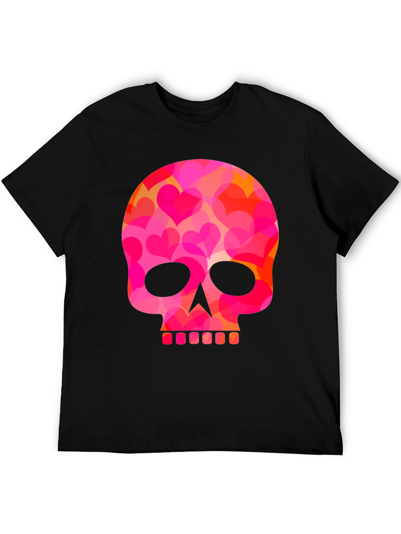 Black Heart Skull Graphic T-Shirt - Men's Black Tee view 5