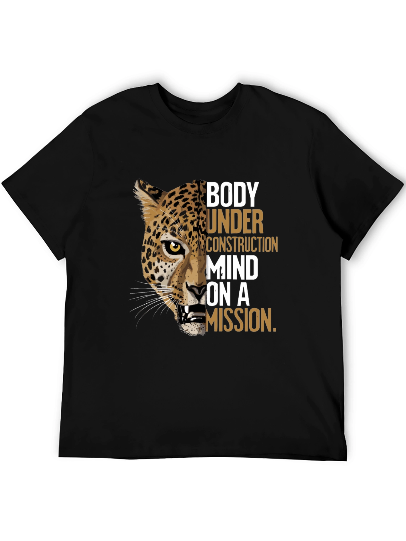 Black Body Under Construction Leopard Graphic T-Shirt view 5