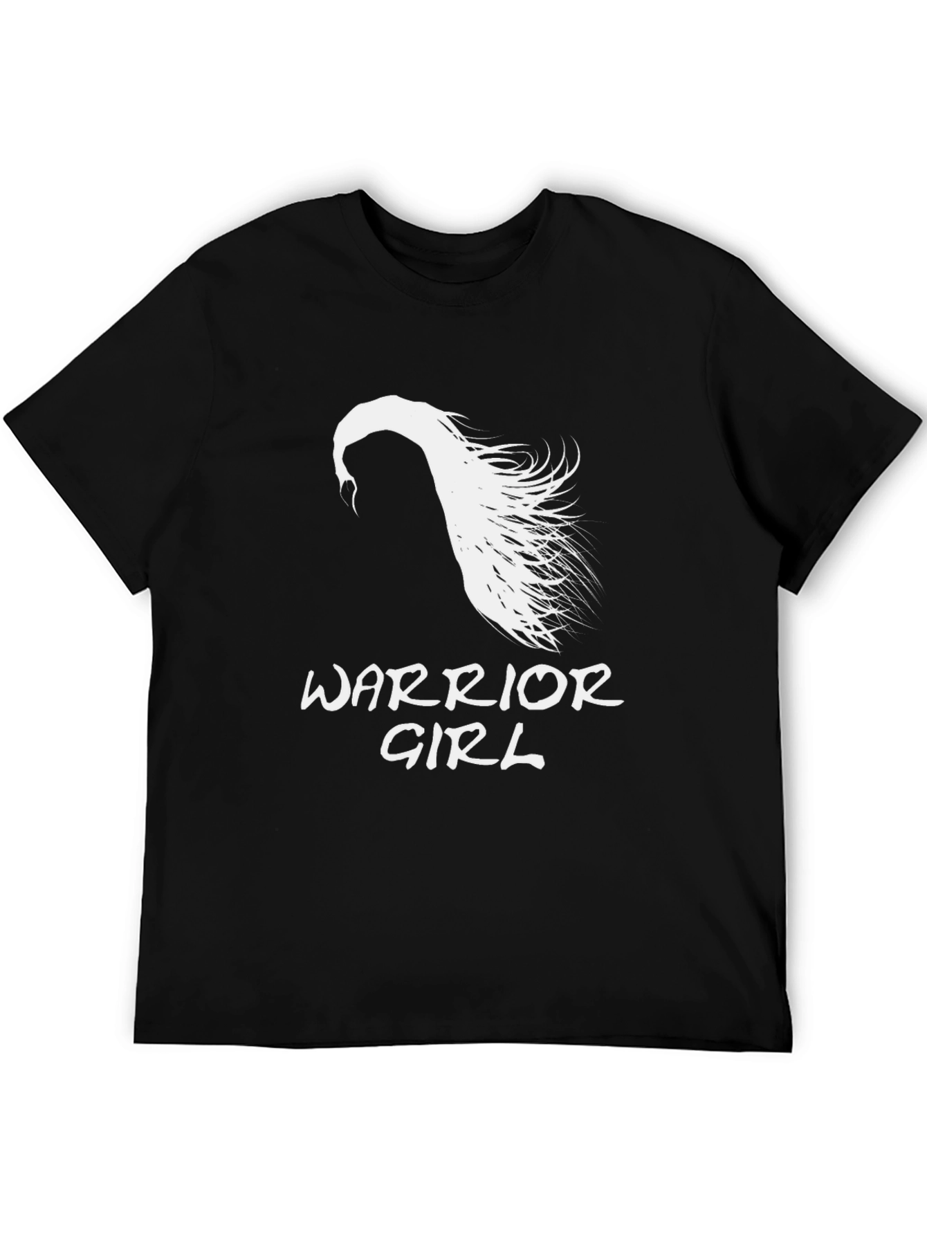 Black Warrior Girl Graphic T-Shirt - Black Cotton Tee view 5