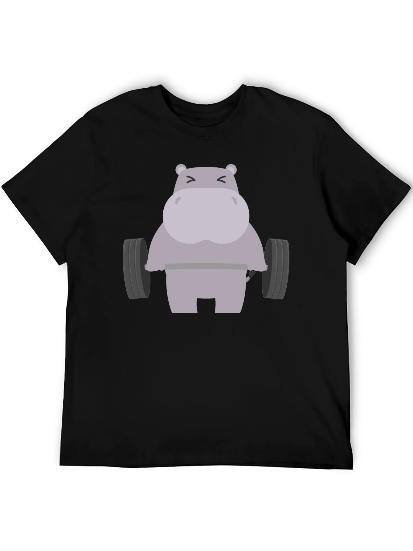 Black Hippo Lifting Weights Graphic T-Shirt - Gym Humor view 5