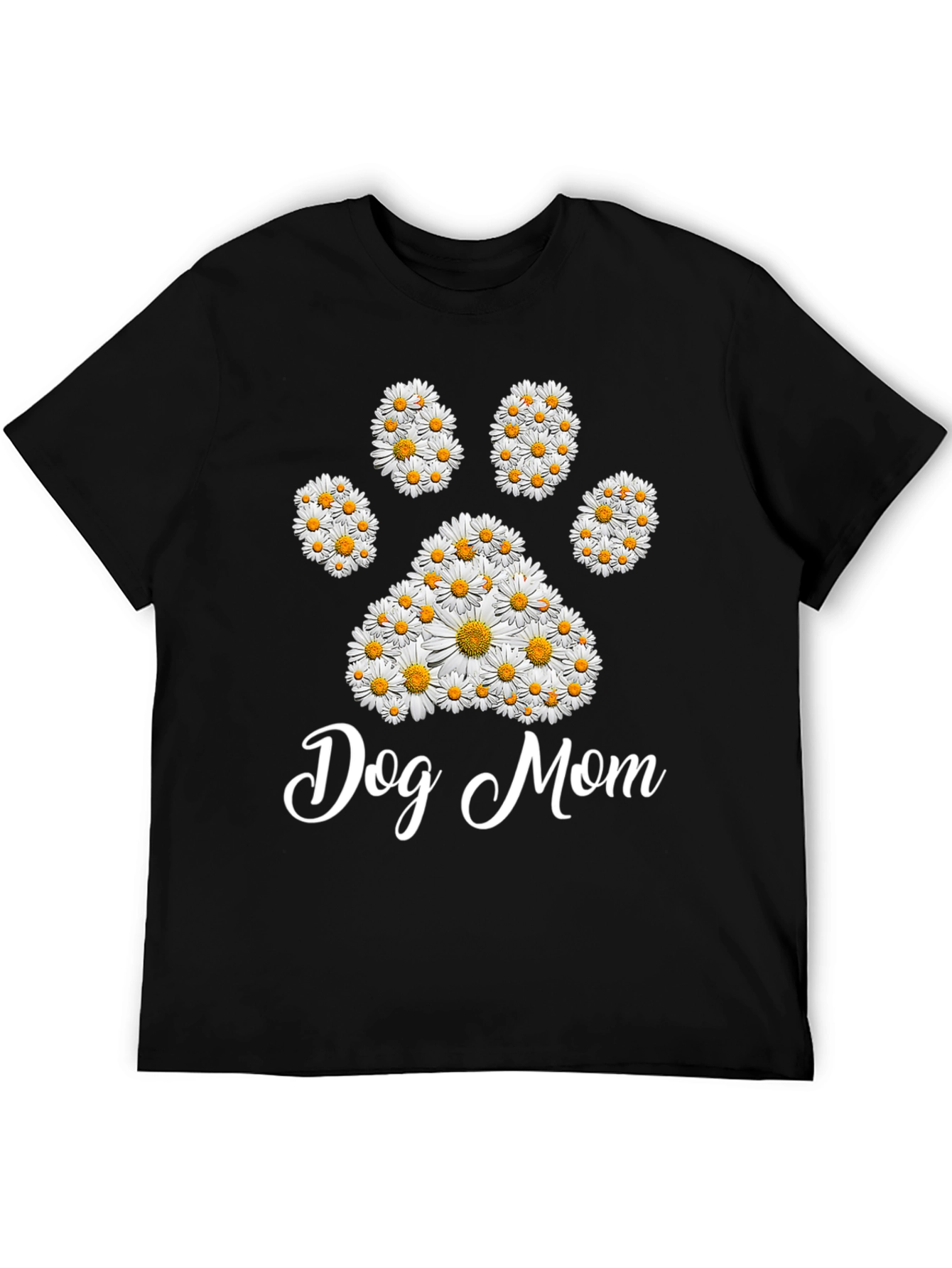 Black Dog Mom Daisy Paw Print T-Shirt view 5
