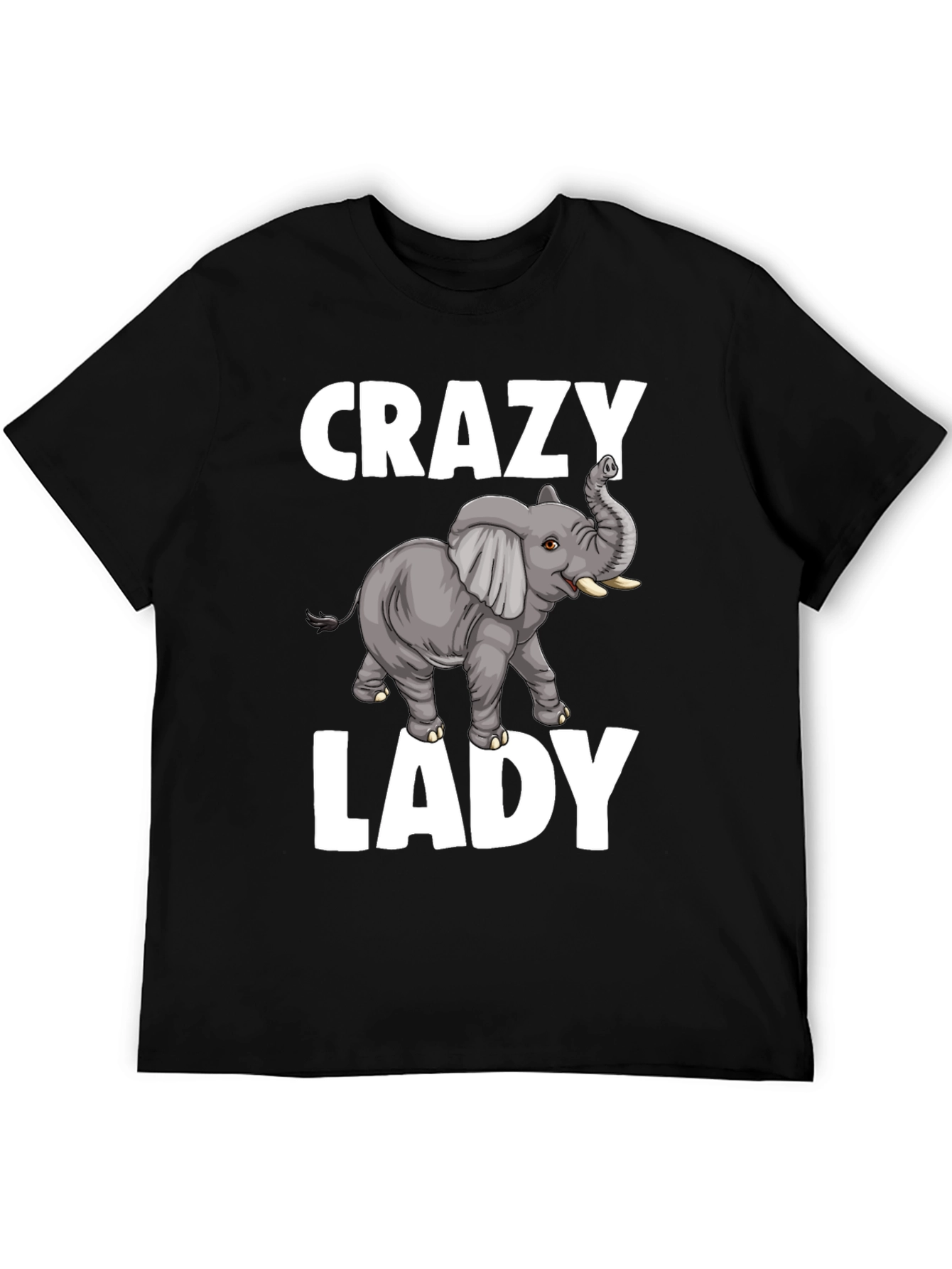 Black Crazy Elephant Lady Graphic T-Shirt - Unique Animal Lover Tee view 5