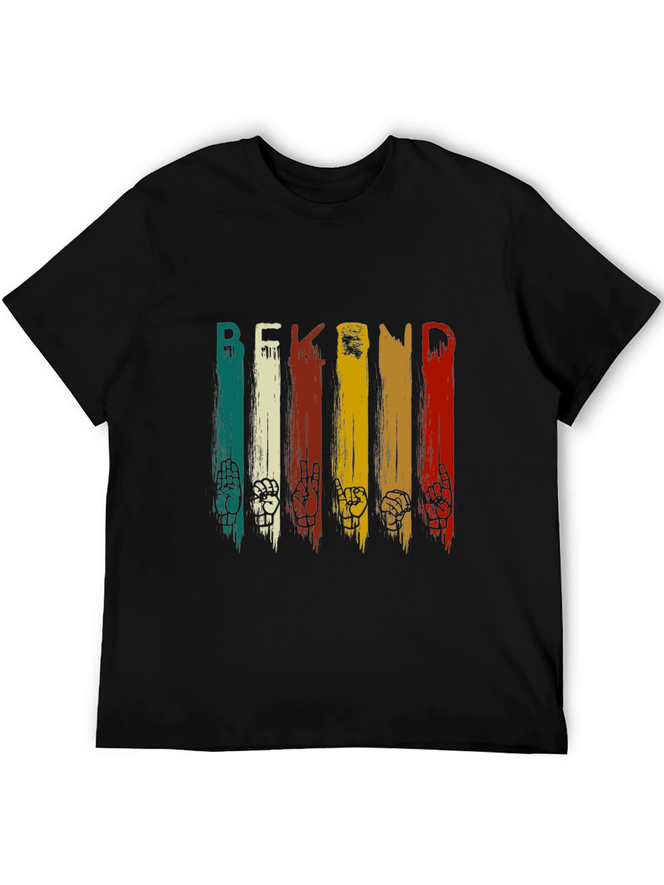 Black Be Kind Vintage Sign Language T-Shirt view 5