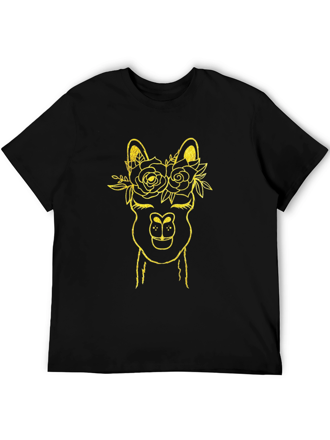 Black Llama Flower Crown Graphic Tee - Black Cotton T-Shirt view 5