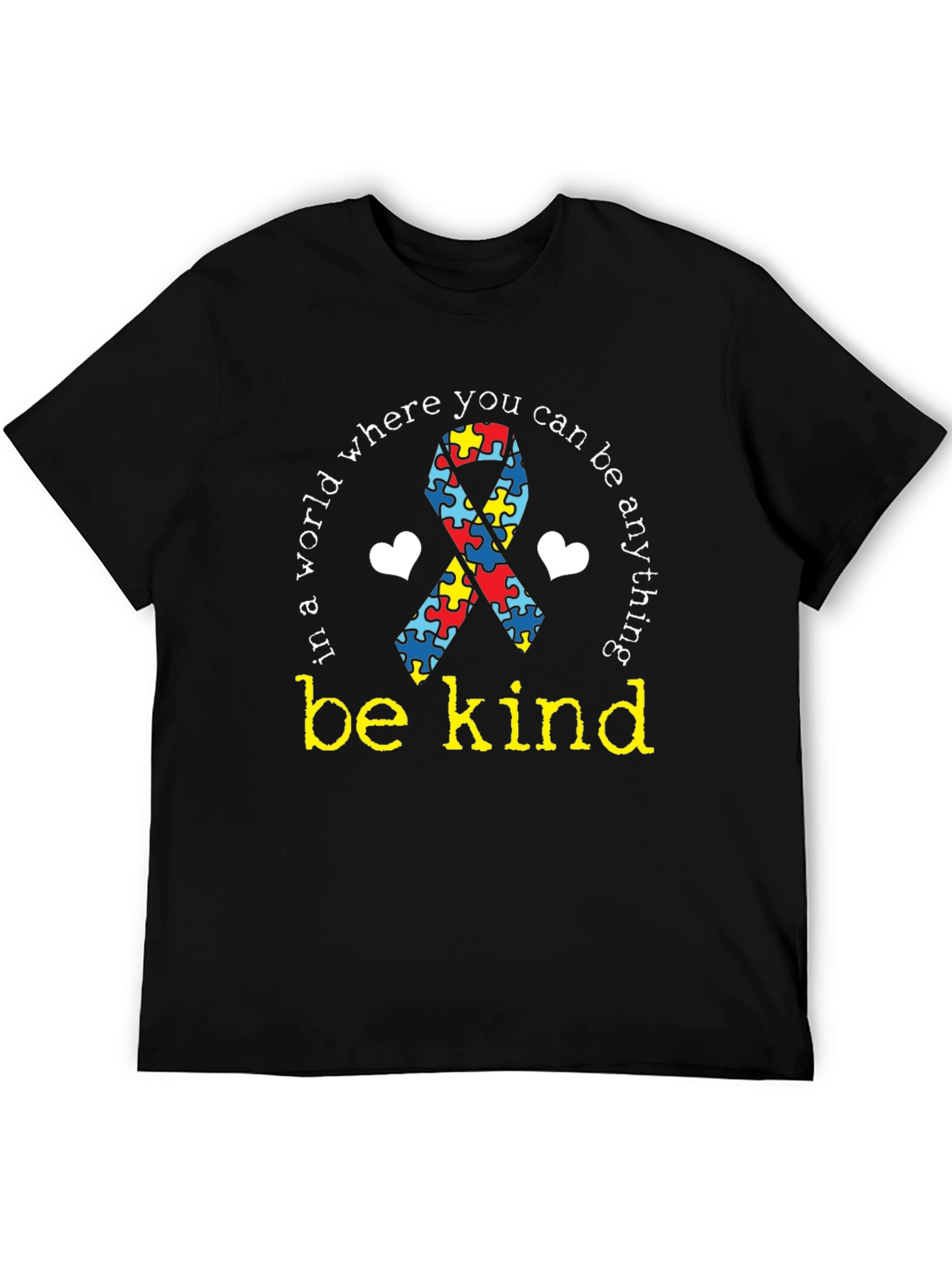 Black Autism Awareness T-Shirt: Be Kind Tee view 5