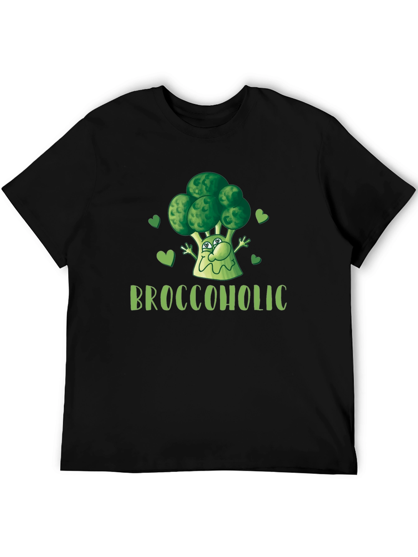 Black Broccoholic Funny Broccoli Lover Black T-Shirt view 5