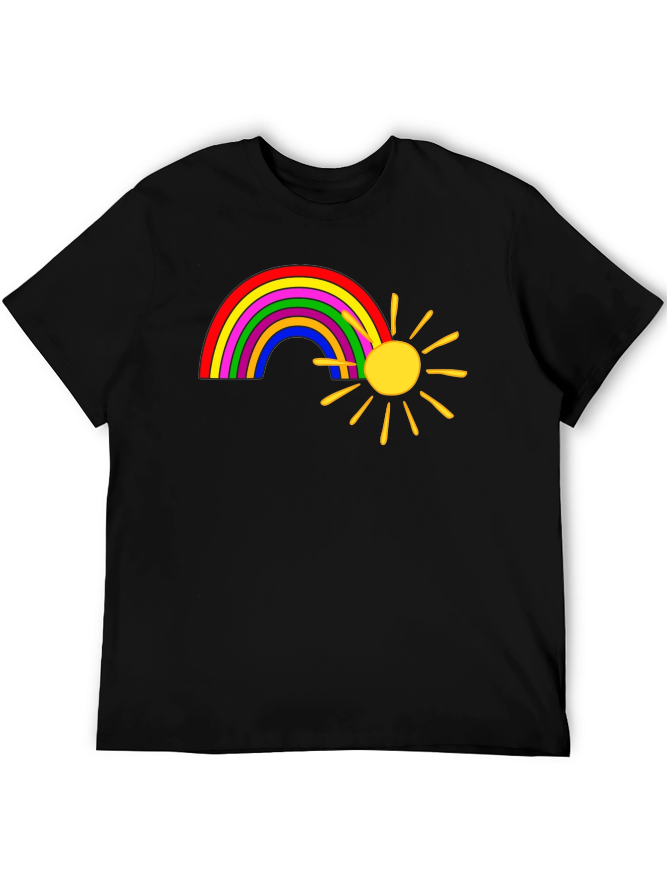Black Rainbow and Sun Graphic Tee - Black view 5