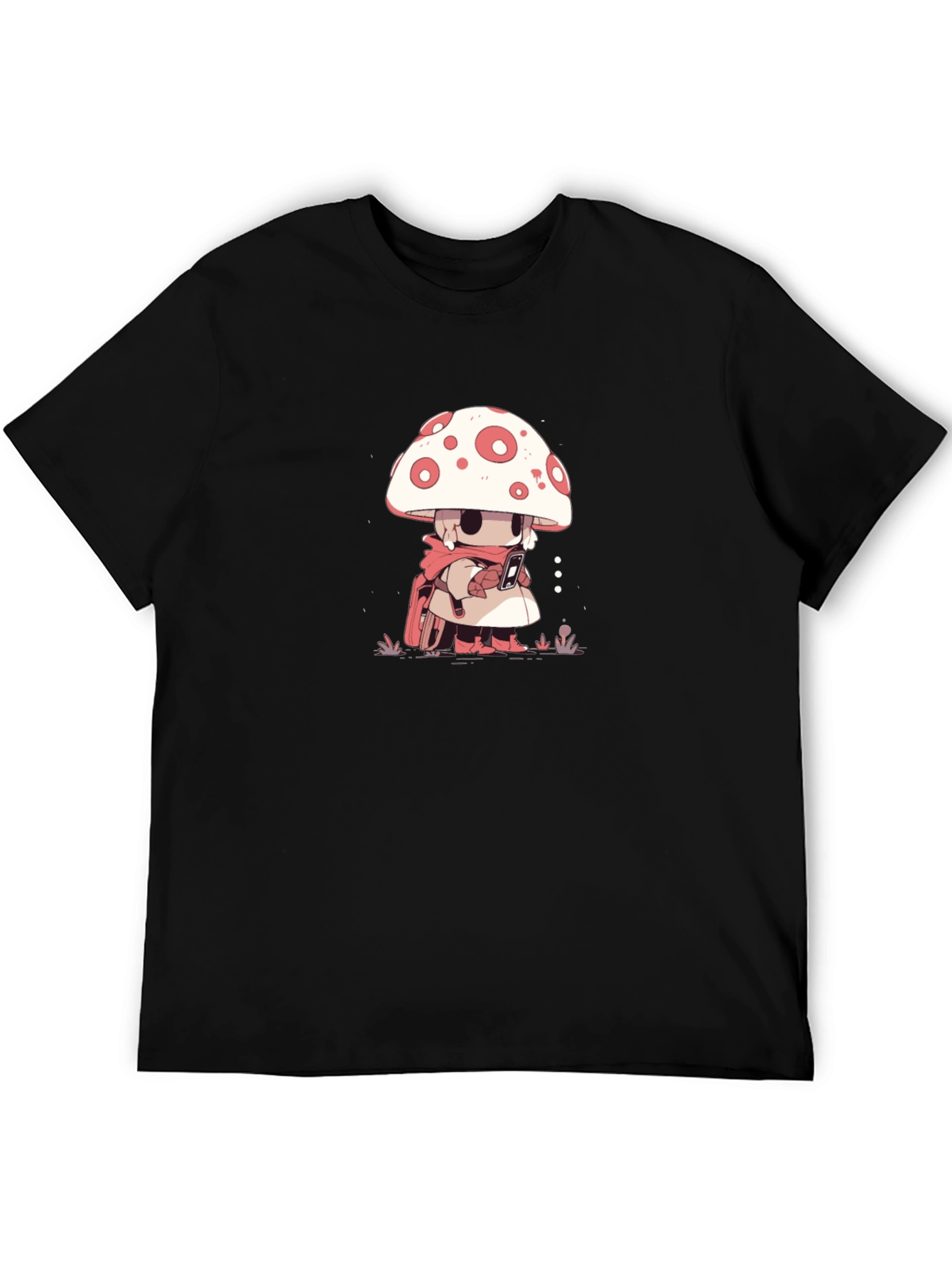 Black Mushroom Character Black T-Shirt view 5