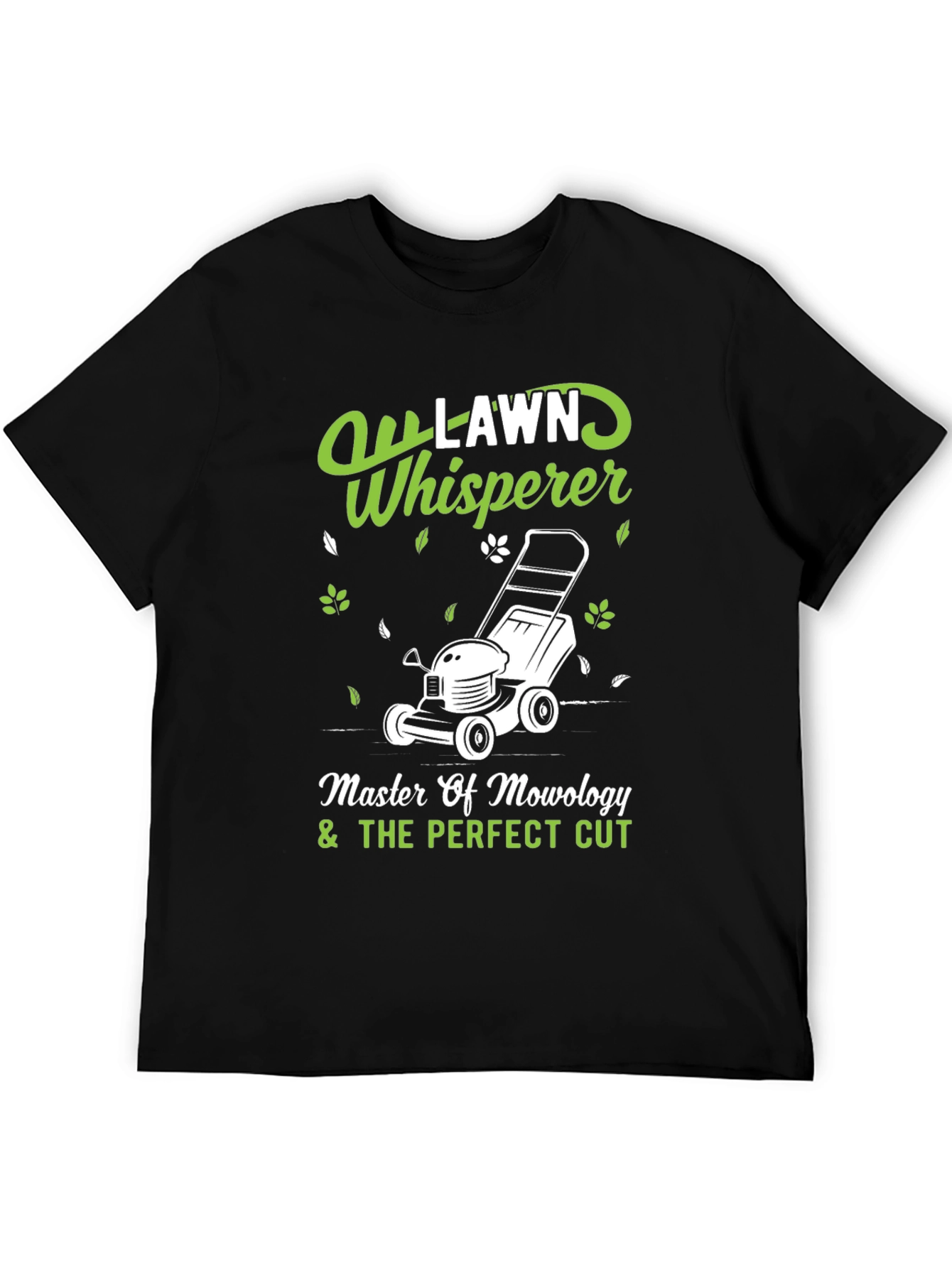 Black Lawn Whisperer T-Shirt - Perfect Cut Mowology Tee view 5