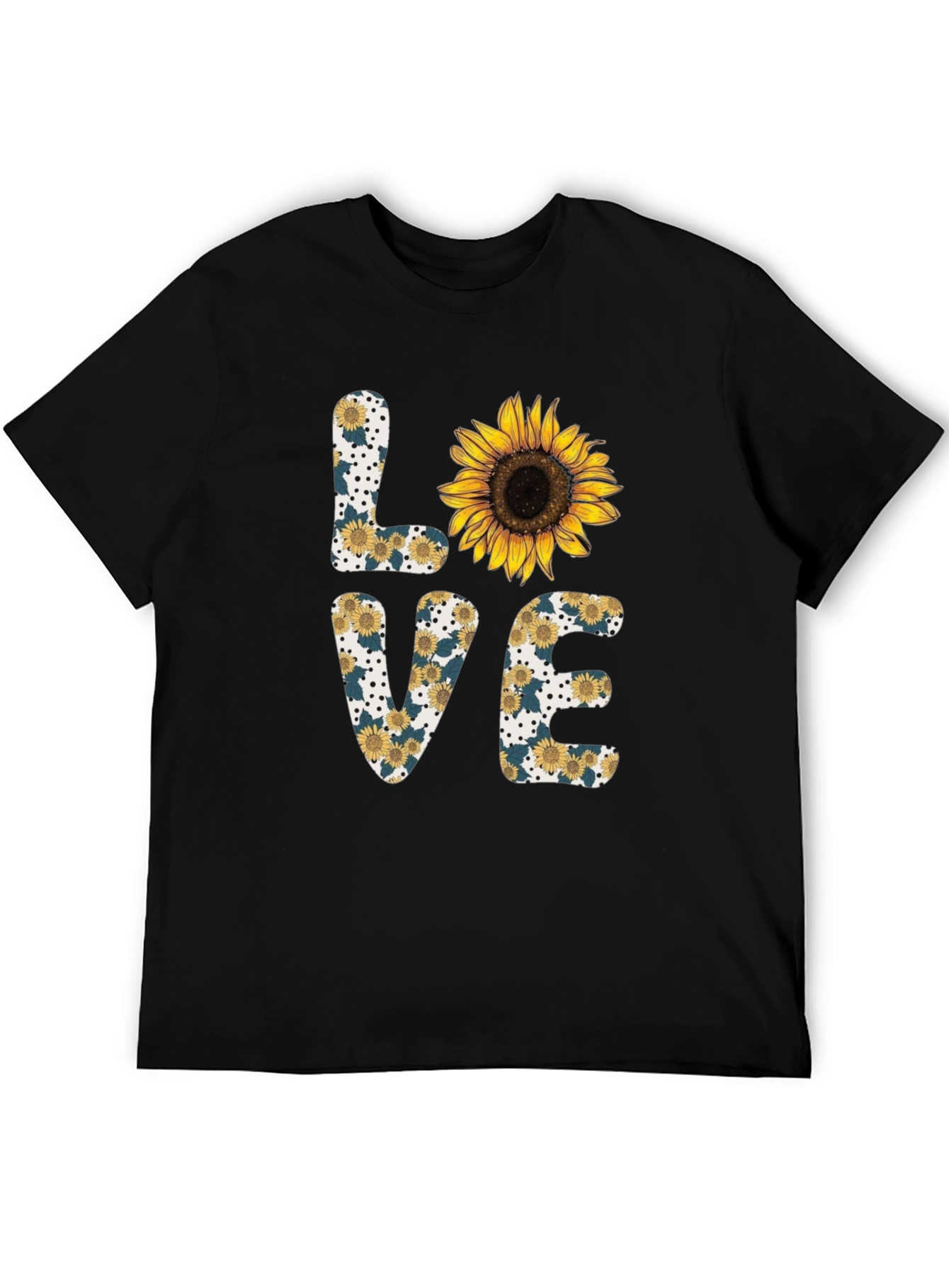 Black Sunflower Love Graphic Tee - Black Cotton Blend Shirt view 5