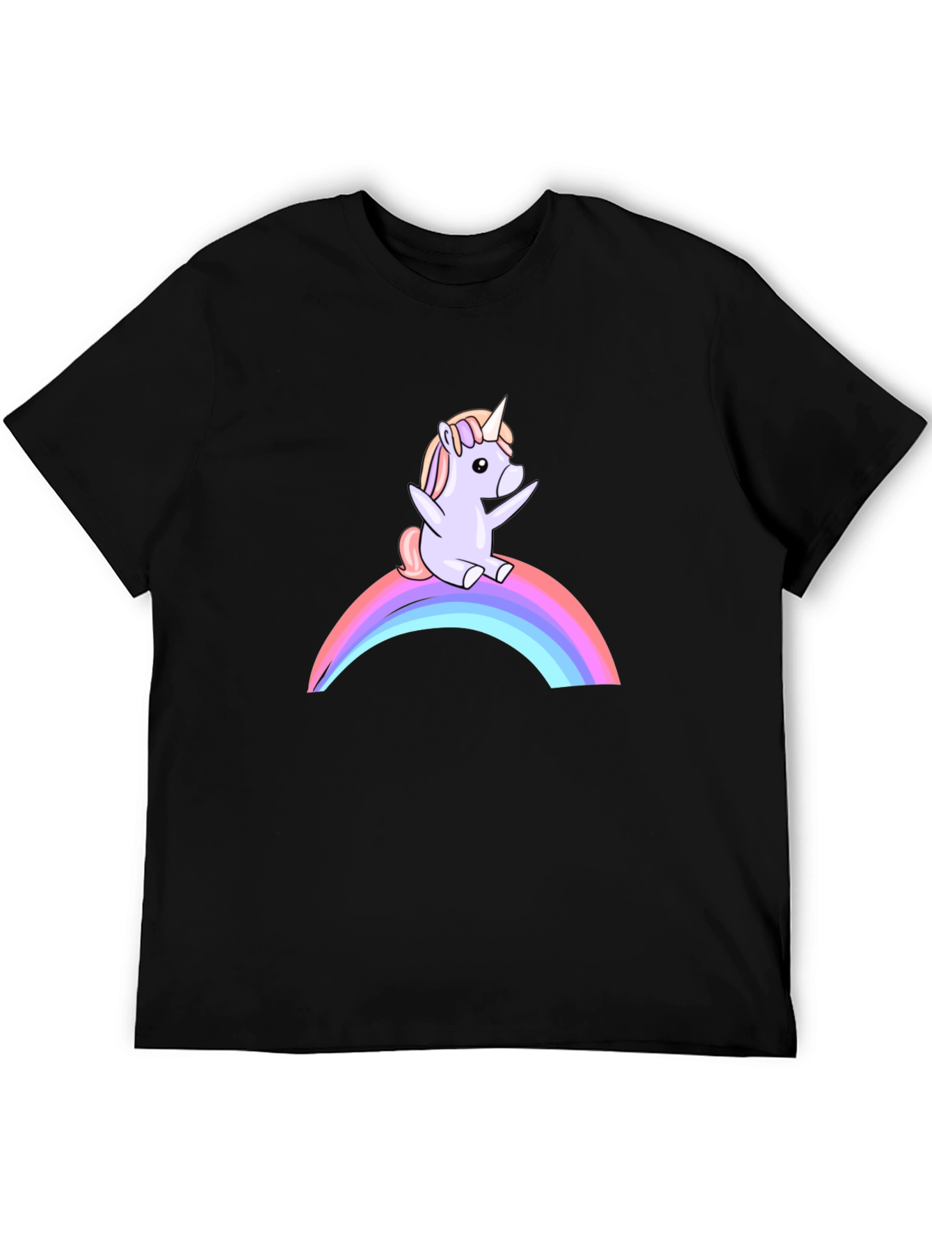 Black Unicorn Rainbow Black T-Shirt view 5