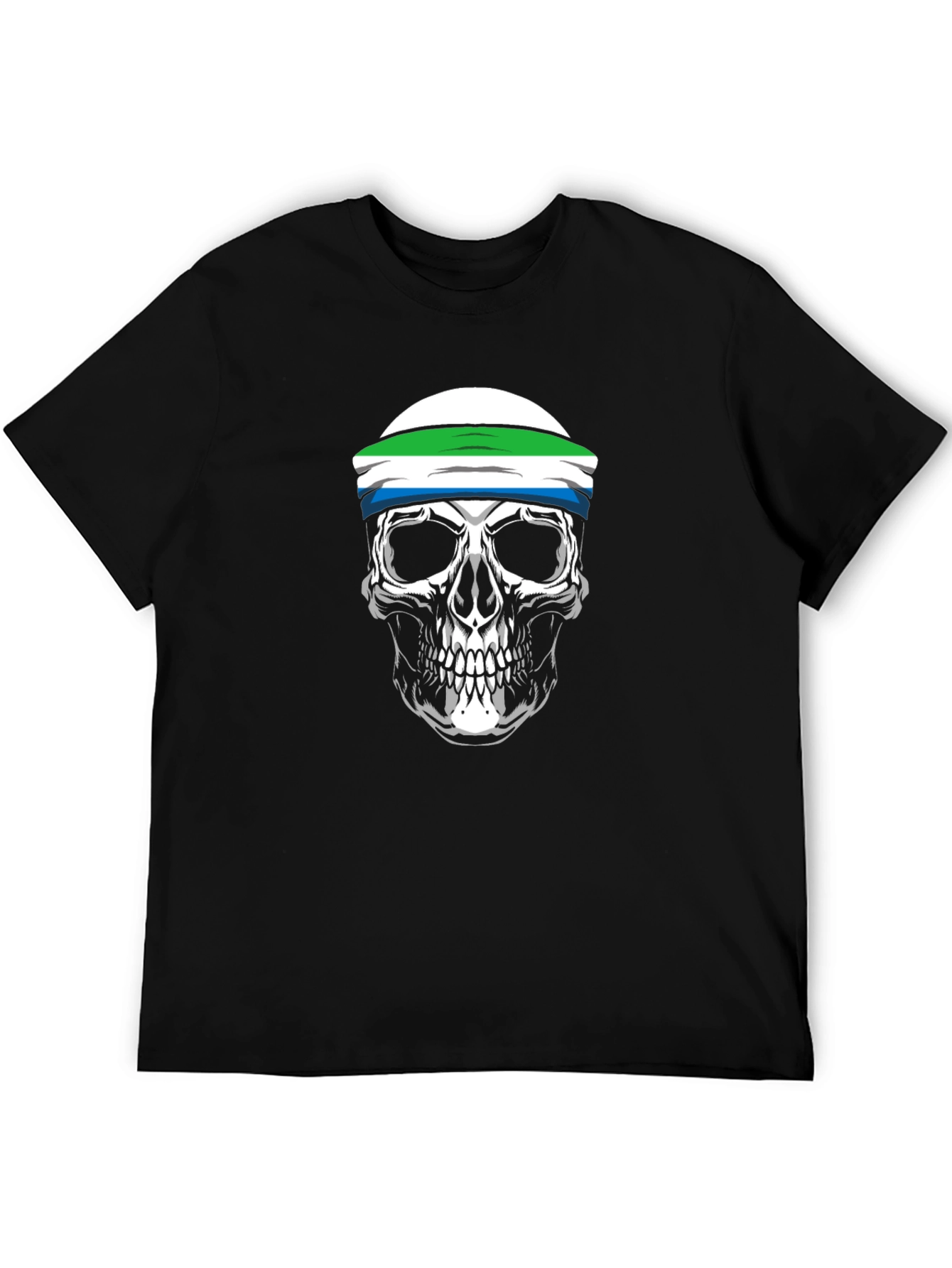 Black Sierra Leone Flag Skull T-Shirt view 5