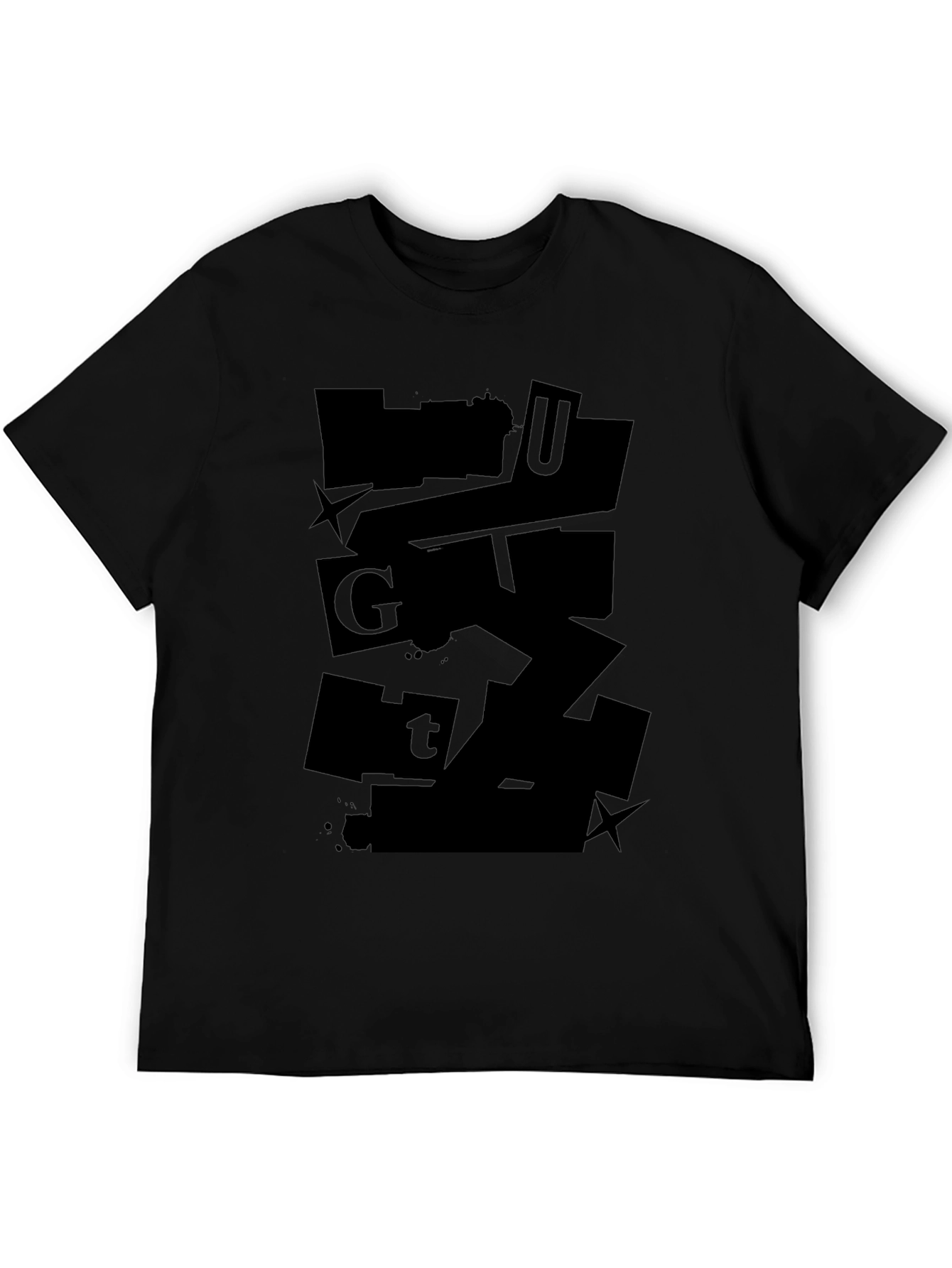 Black Abstract Graphic Black T-Shirt view 5