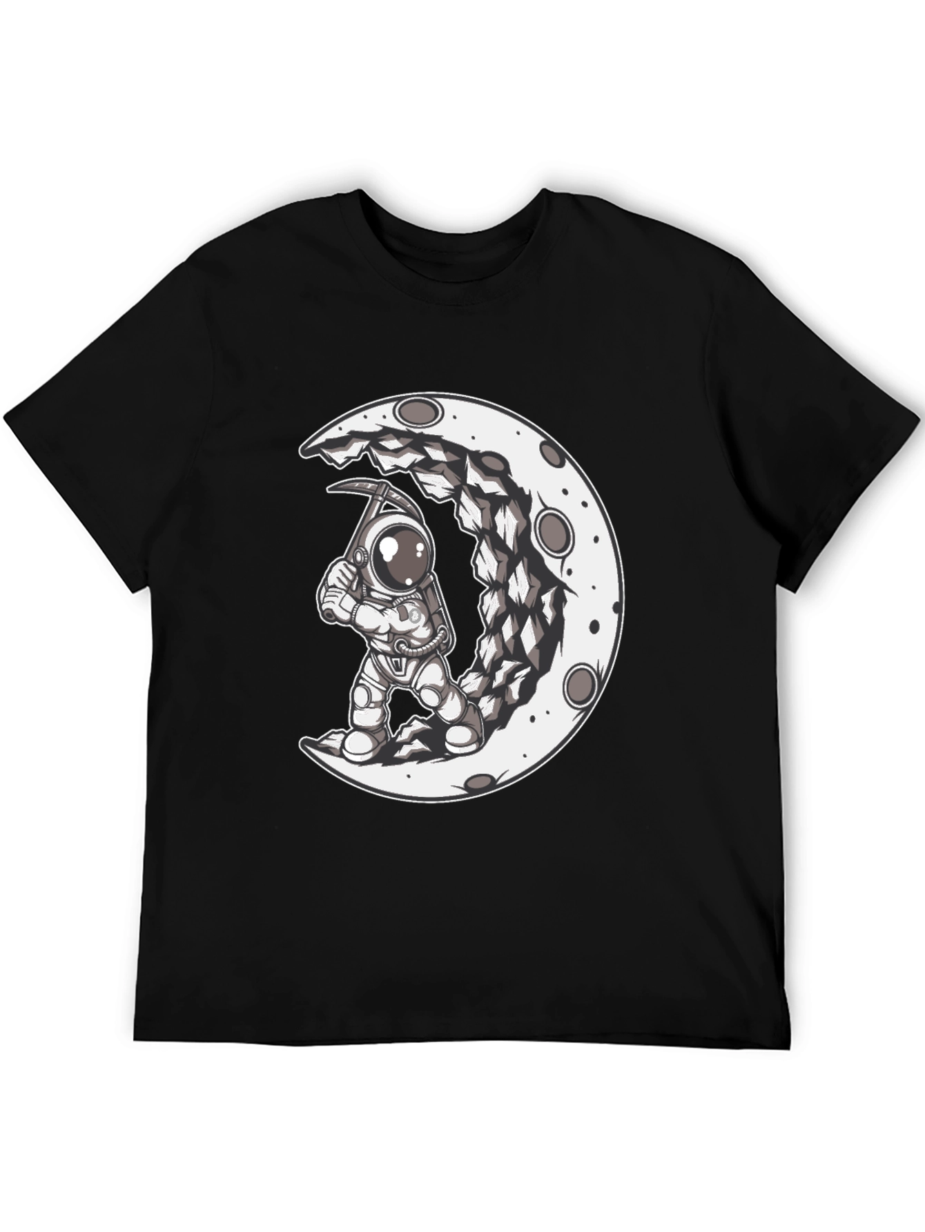 Black Astronaut Moon Mining Black Graphic T-Shirt view 5