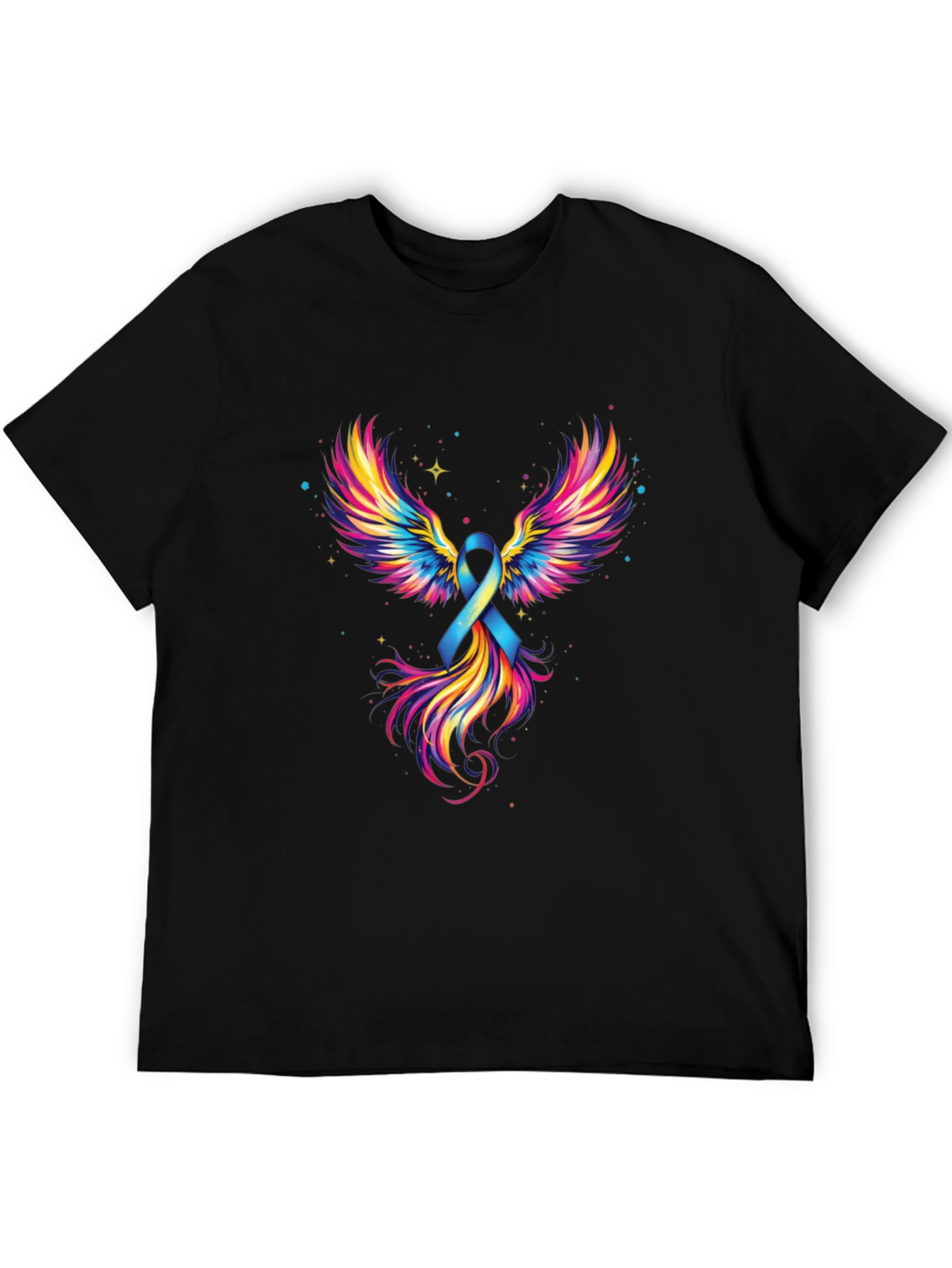 Black Ribbon Wings Graphic Tee - Awareness Shirt view 5