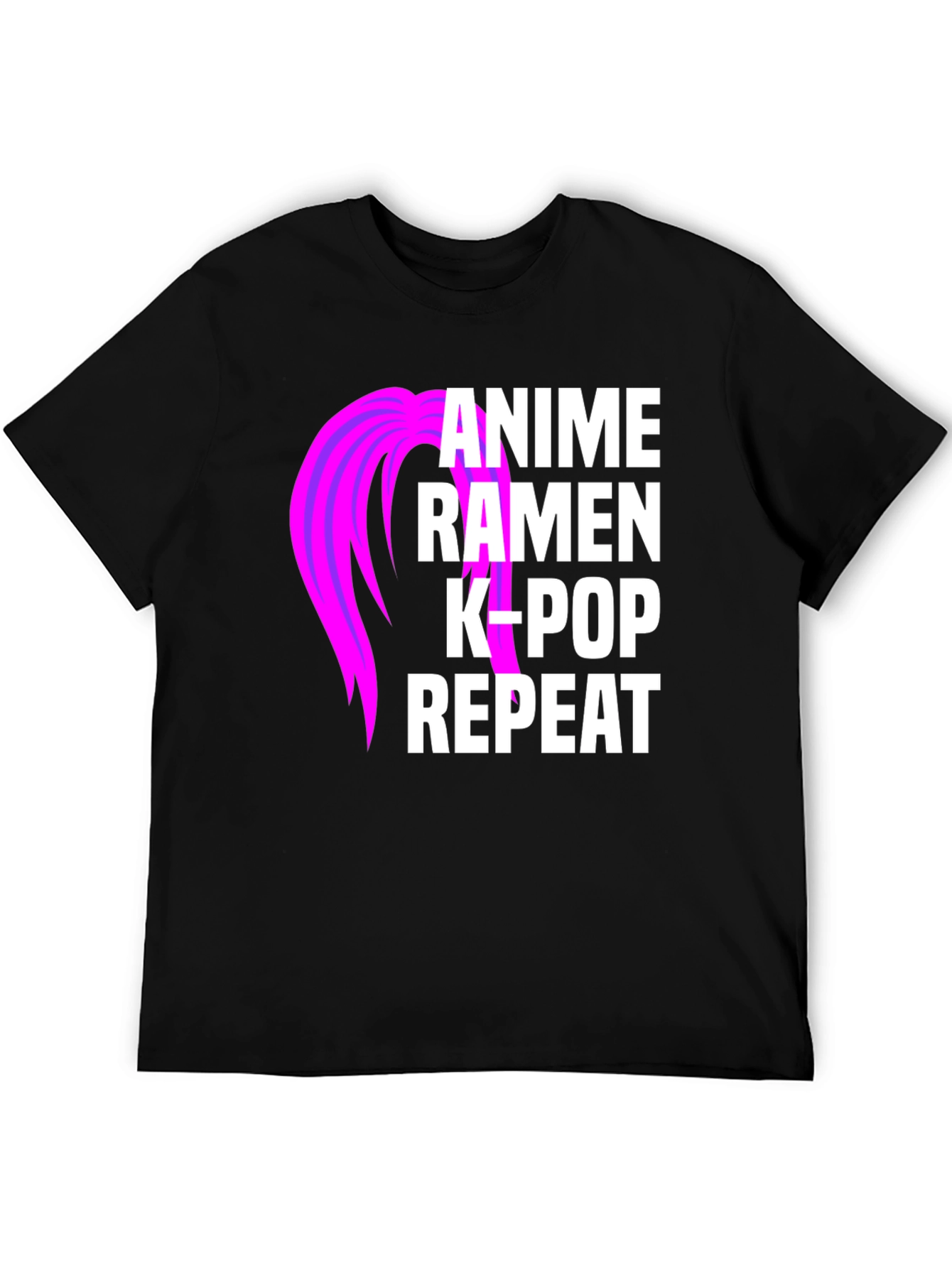 Black Anime Ramen K-Pop Repeat Graphic Tee view 5