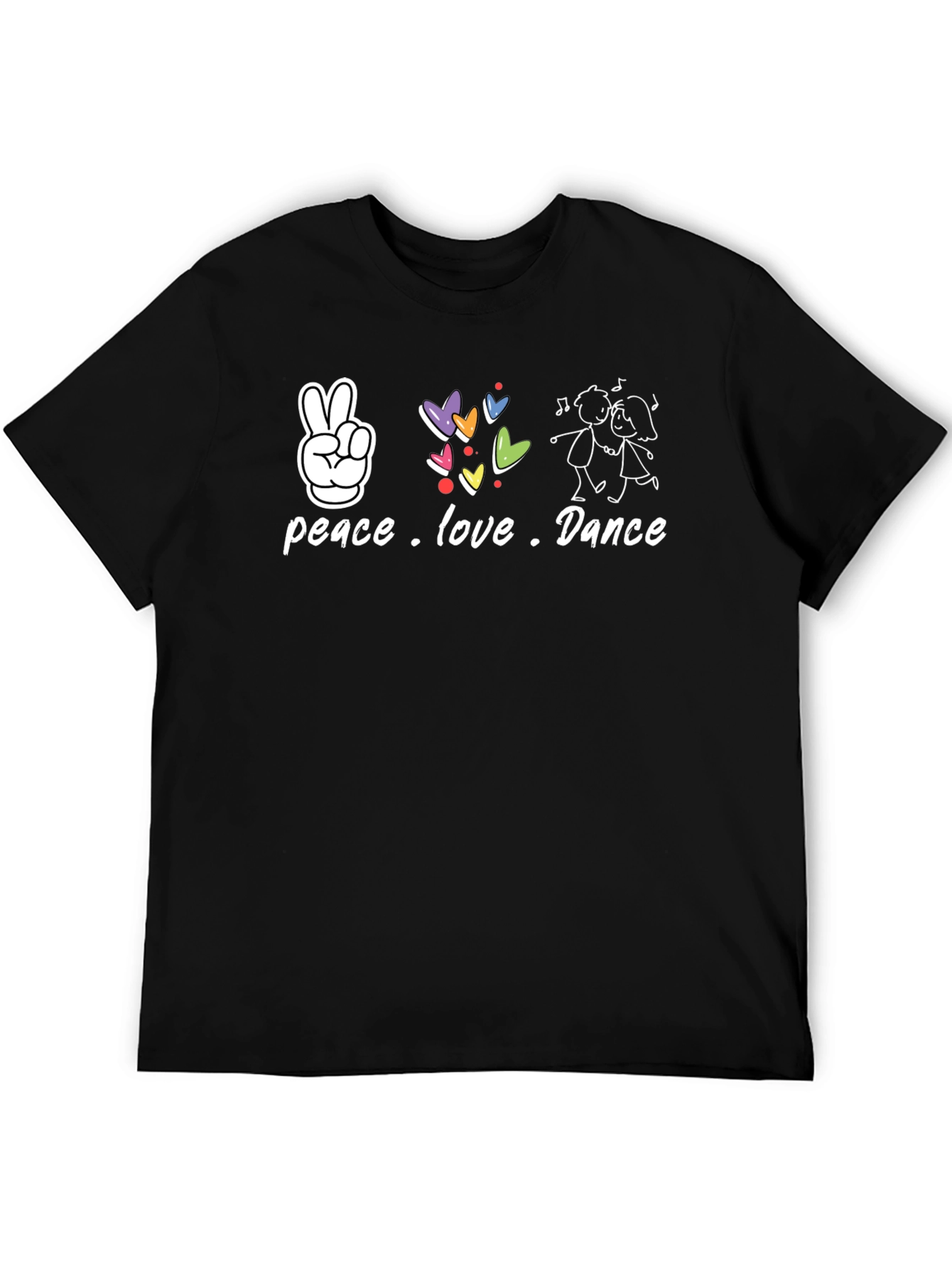 Black Peace Love Dance Graphic T-Shirt view 5