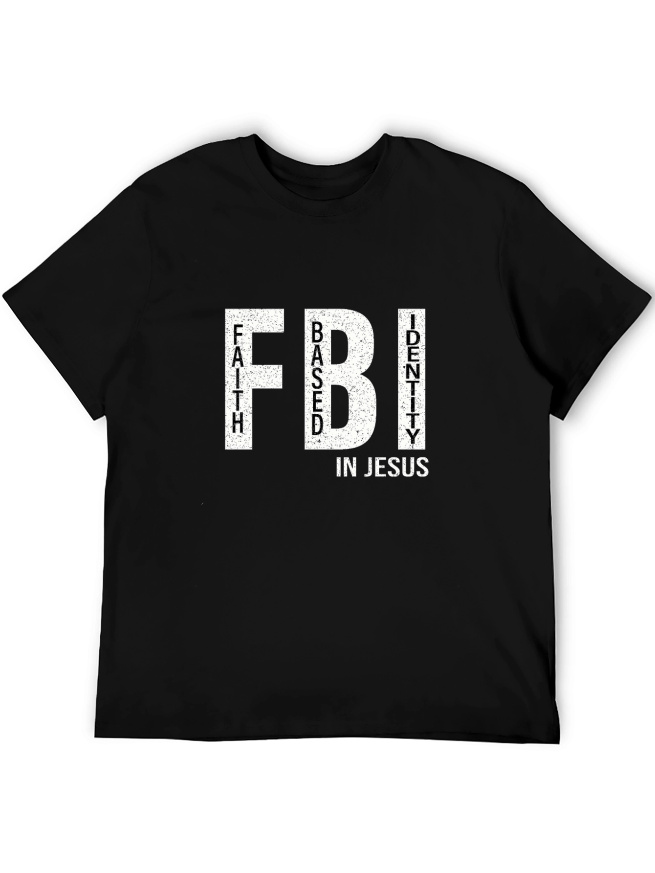 Black Faith Based Identity in Jesus FBI T-Shirt view 5