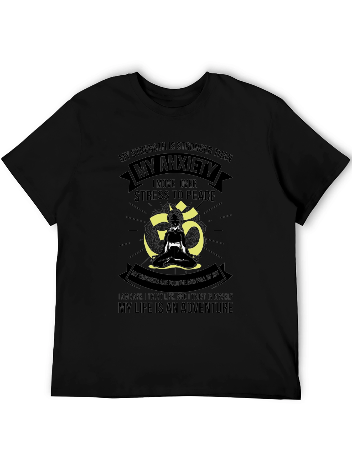Black My Anxiety Black T-Shirt for Men - Adventure Life Tee view 5
