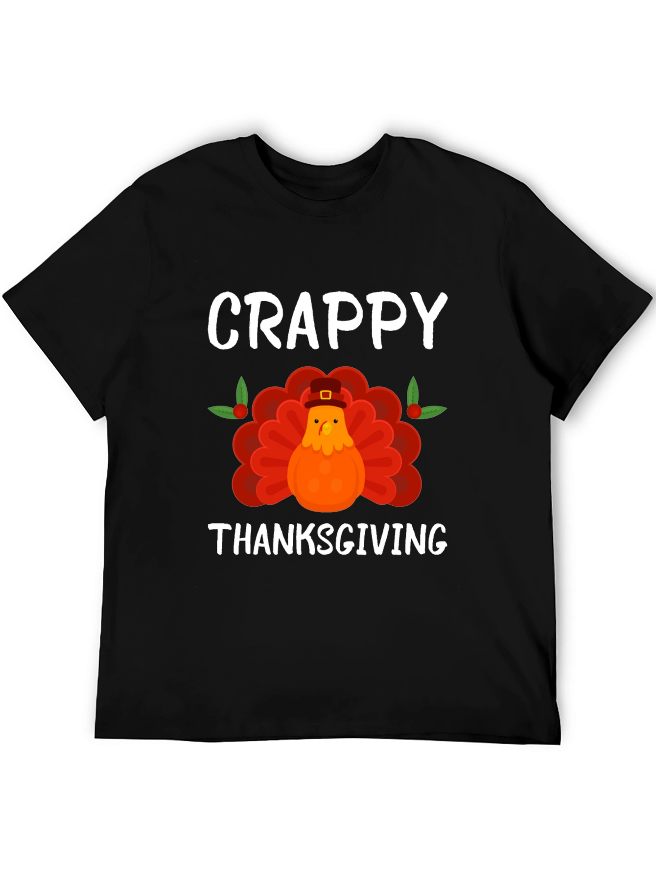 Black Crappy Thanksgiving Turkey Graphic T-Shirt view 5