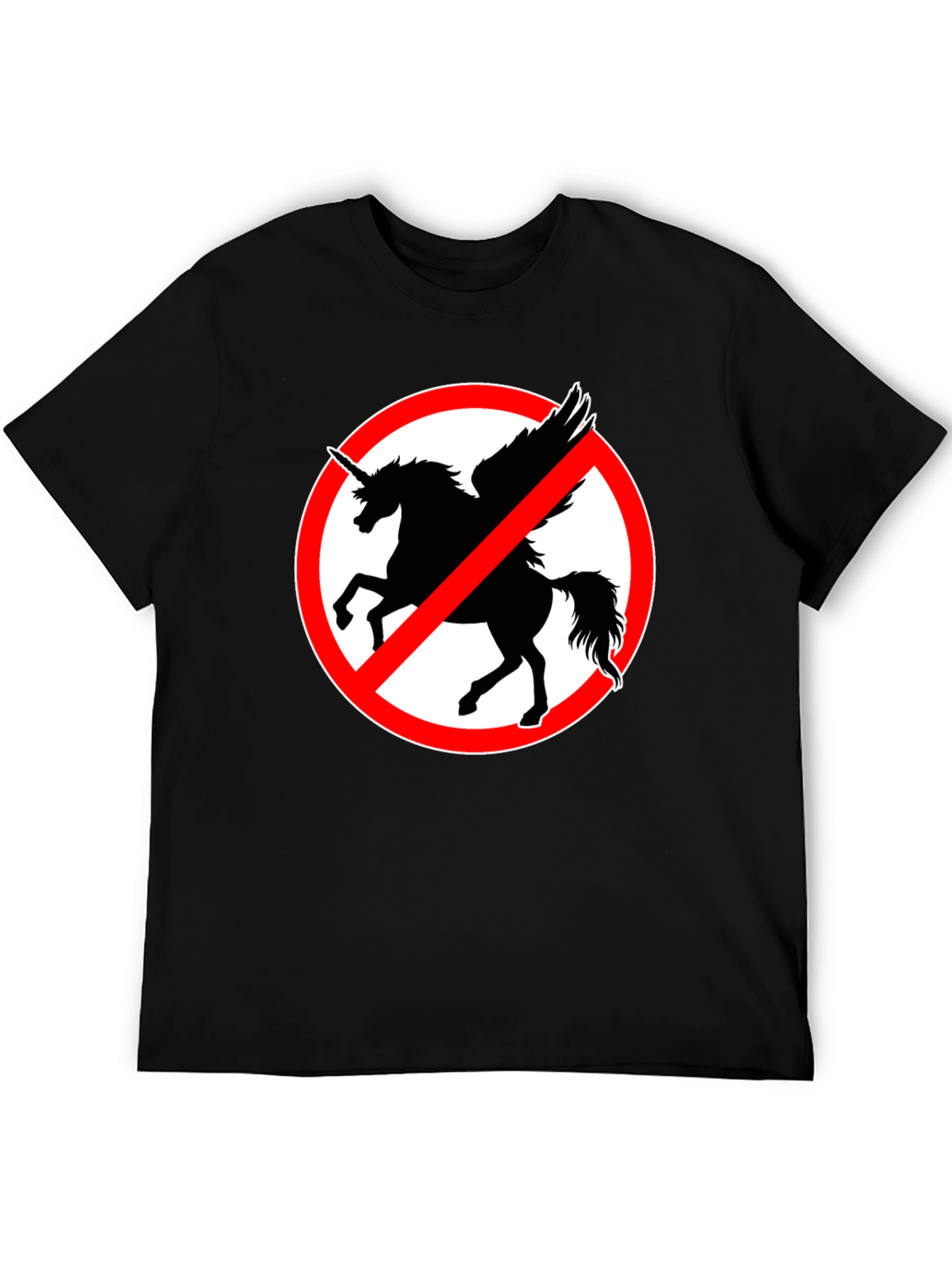 Black No Unicorns T-Shirt - Men's Black Crew Neck Tee view 5