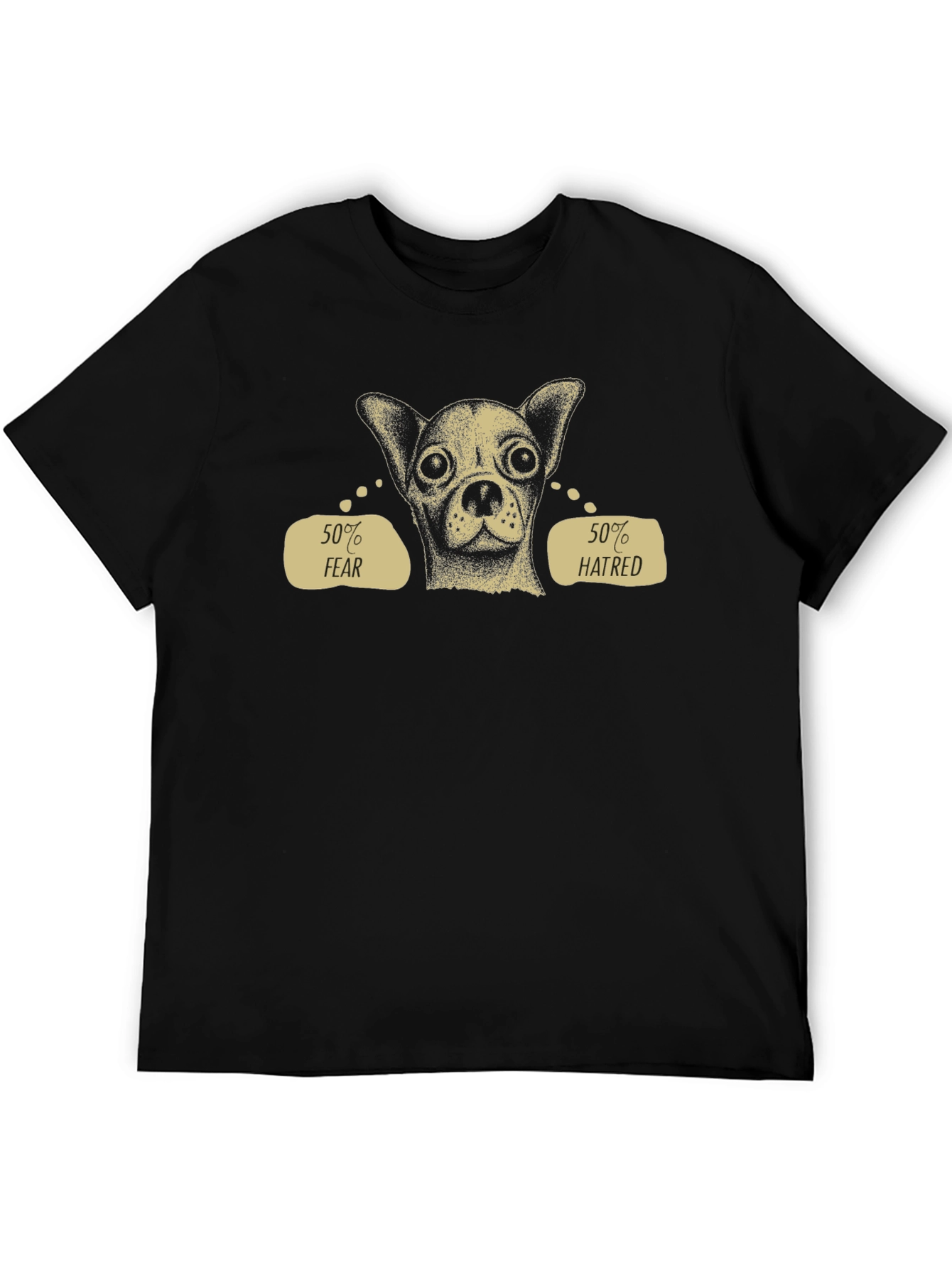Black 50% Fear, 50% Hatred Chihuahua Graphic T-Shirt view 5