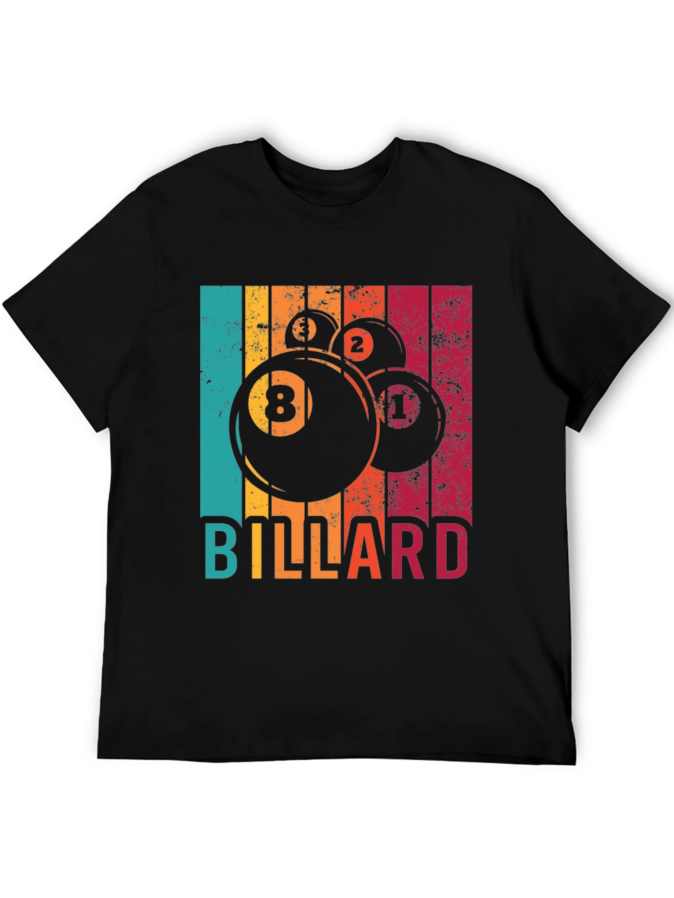 Black Retro Billiards T-Shirt - Vintage Pool Design view 5