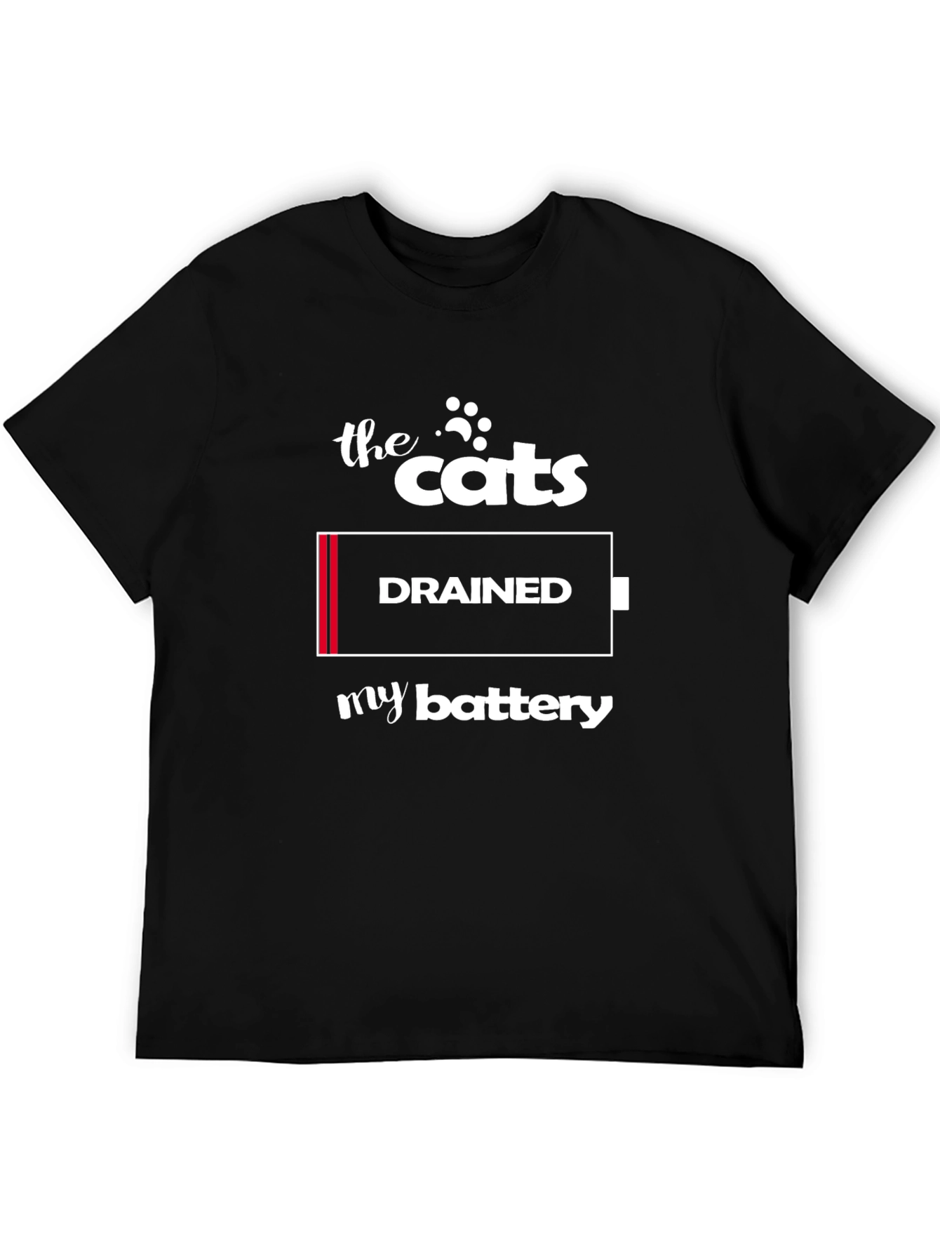 Black The Cats Drained My Battery Graphic T-Shirt view 5