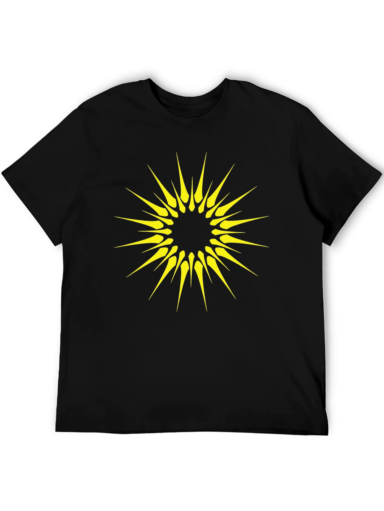 Black Geometric Sunburst Graphic Black T-Shirt view 5