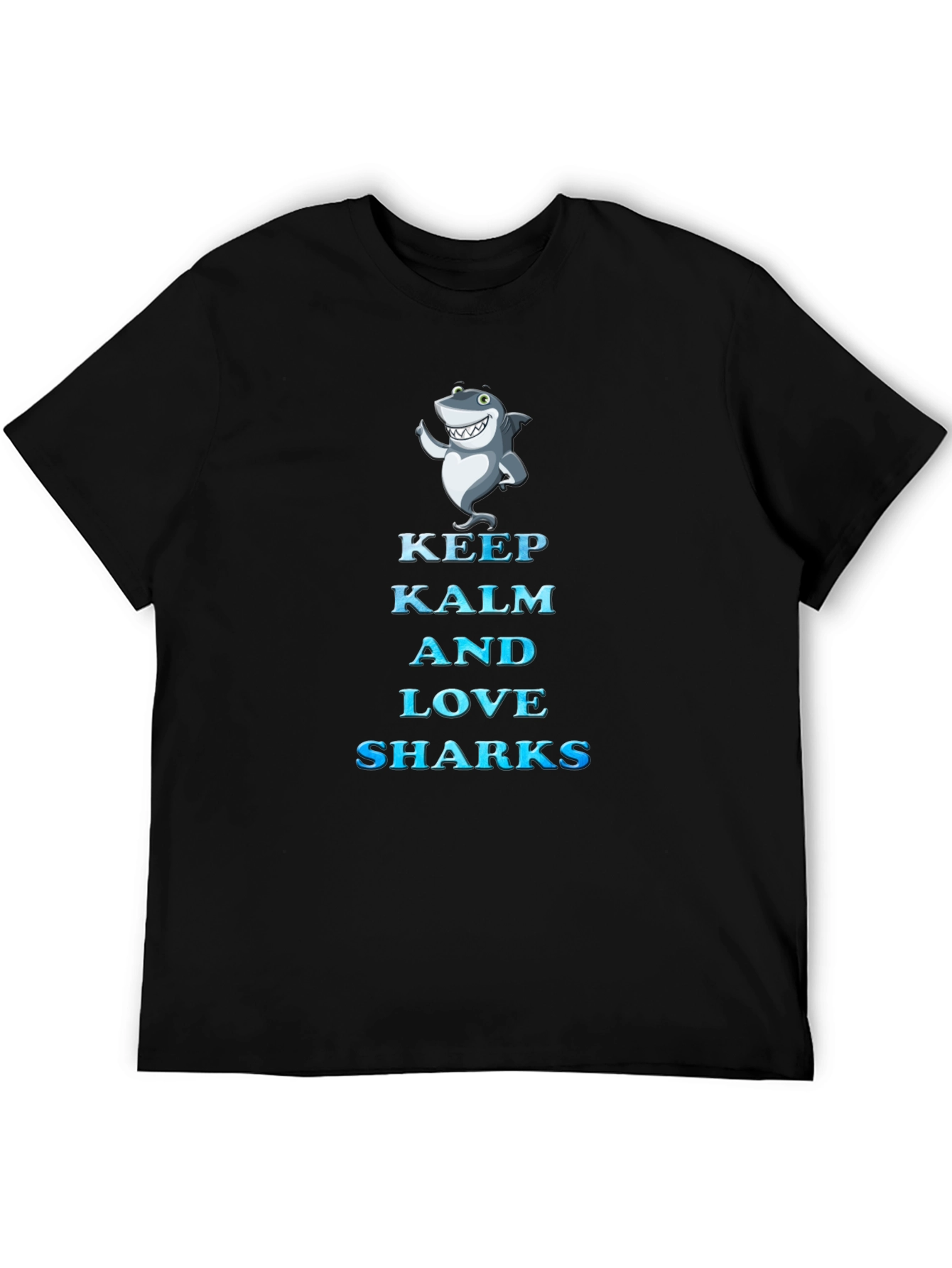 Black Keep Kalm and Love Sharks T-Shirt view 5