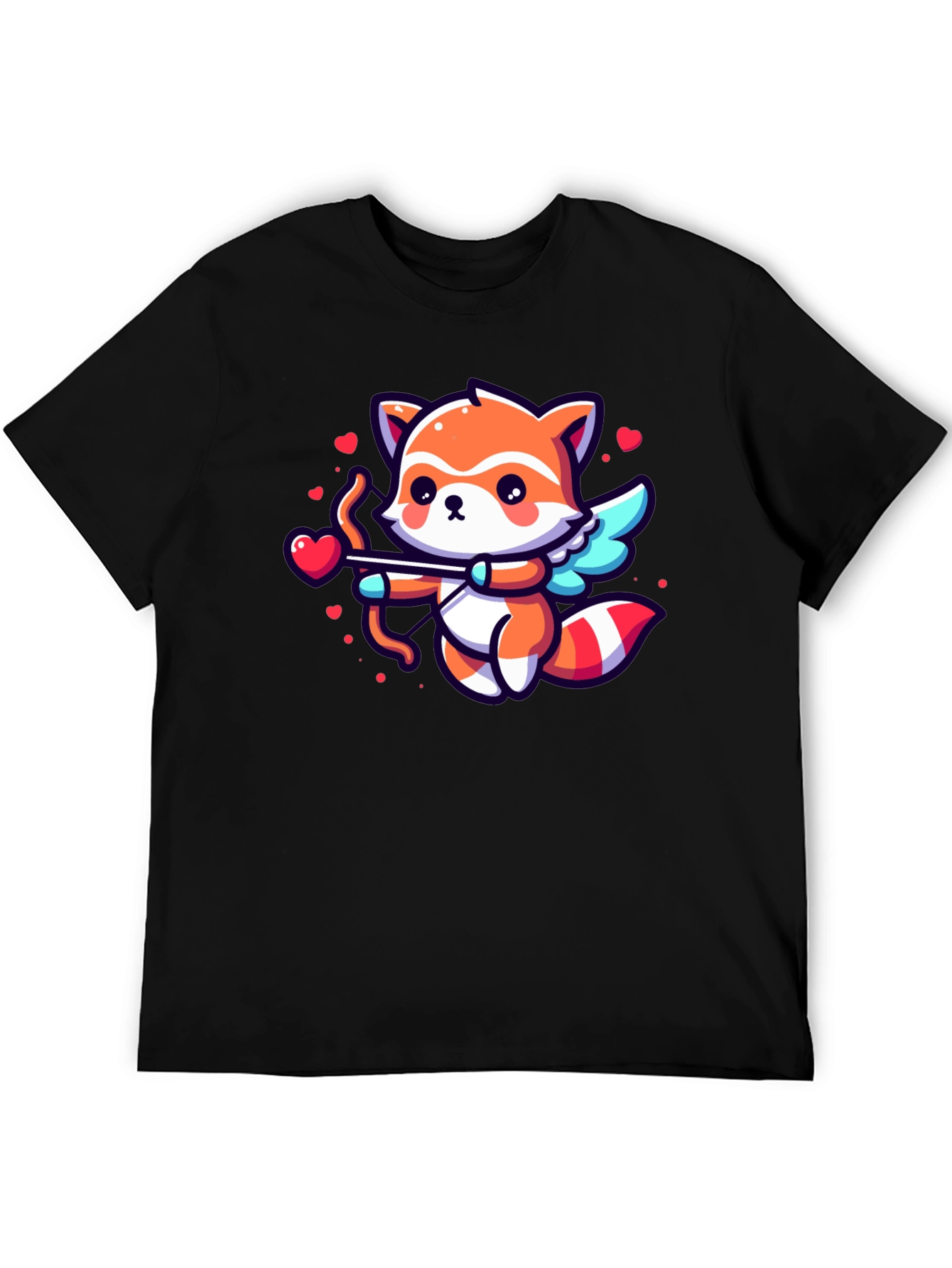 Black Cute Cupid Fox Graphic Tee view 5