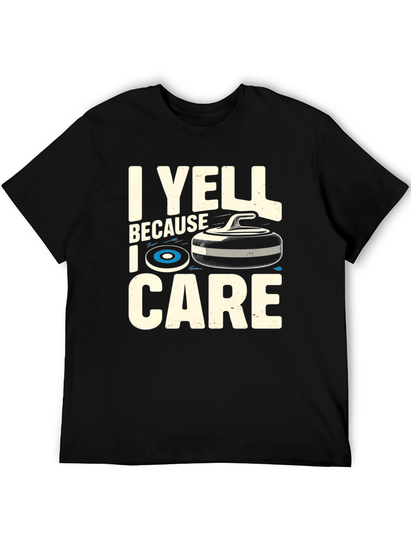 Black I Yell Because I Care Curling T-Shirt view 5