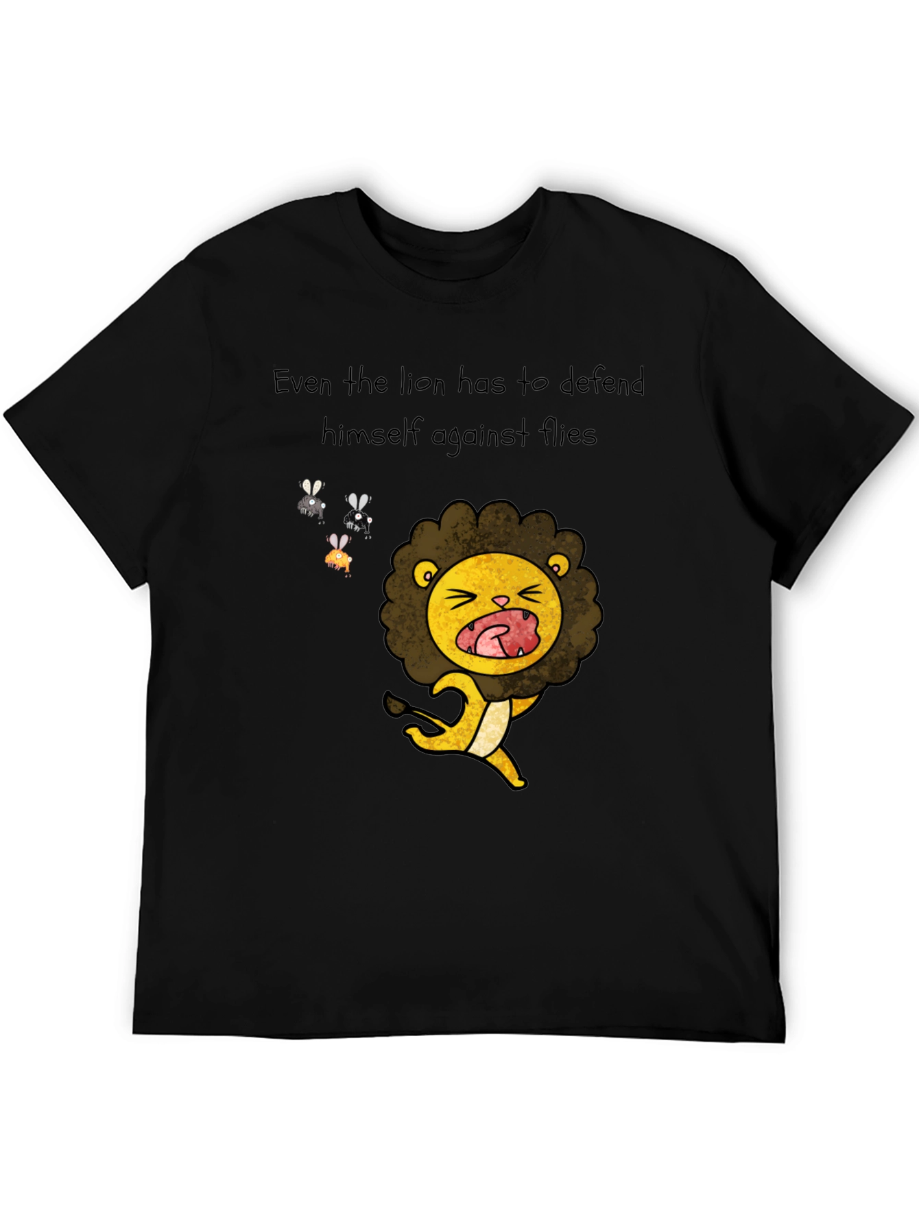 Black Funny Lion Cartoon T-Shirt - Even Lions Have Bad Days! view 5